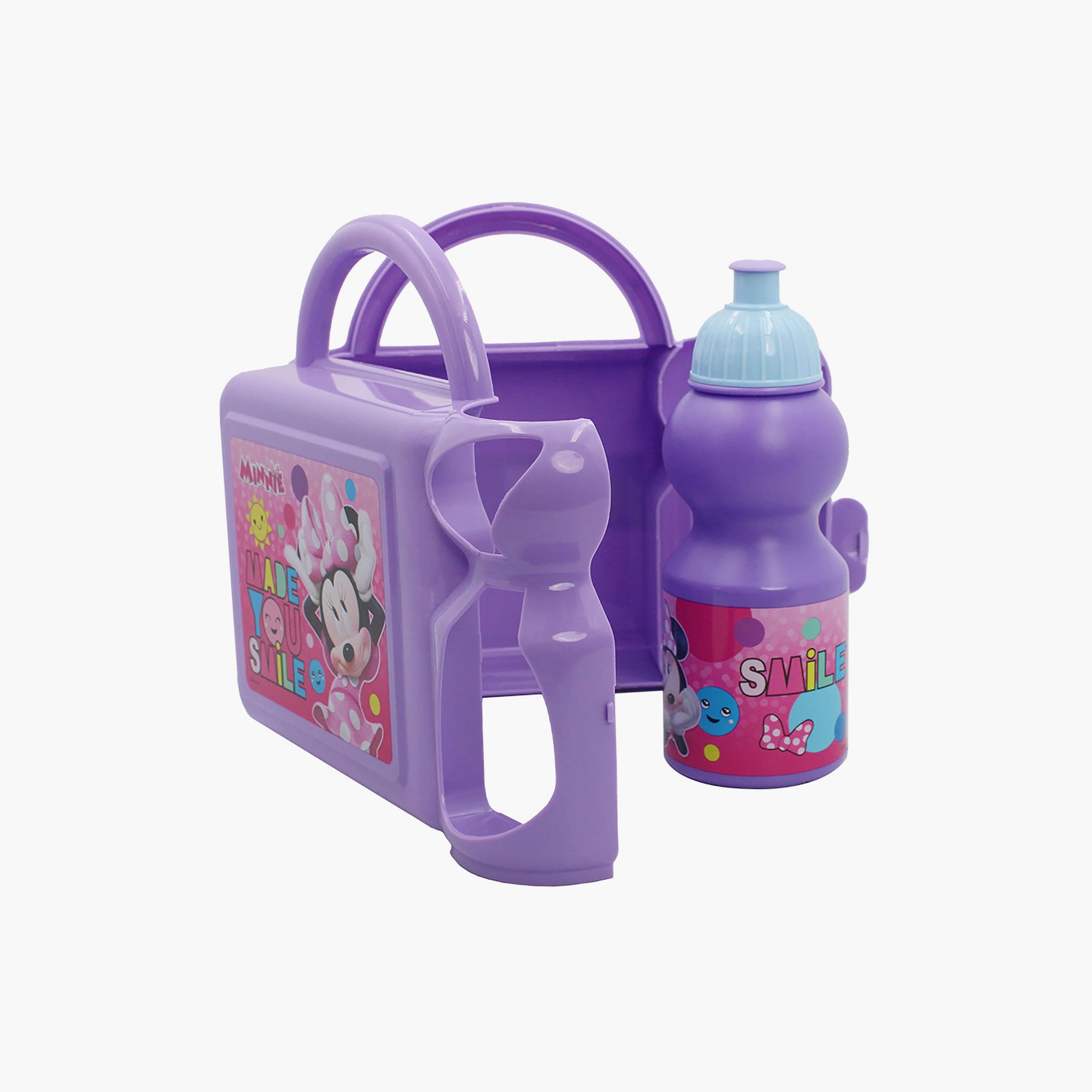 Disney Minnie Mouse Printed Lunchbox with Water Bottle - Purple - 350 ml-school-lunchessentials-lunchboxes-image-2