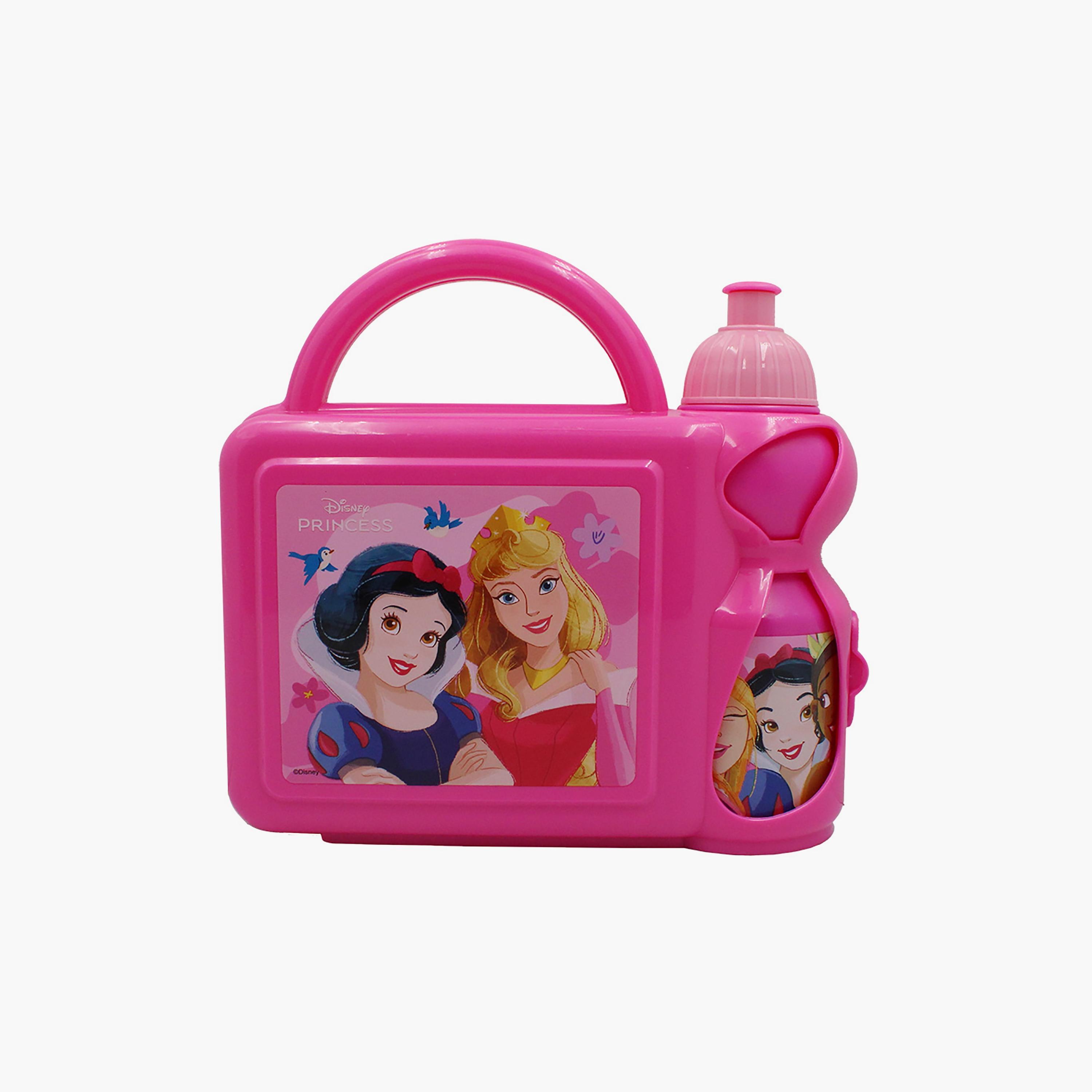 Disney Princess Printed Lunchbox with Water Bottle - Pink - 350 ml-school-lunchessentials-lunchboxes-image-1