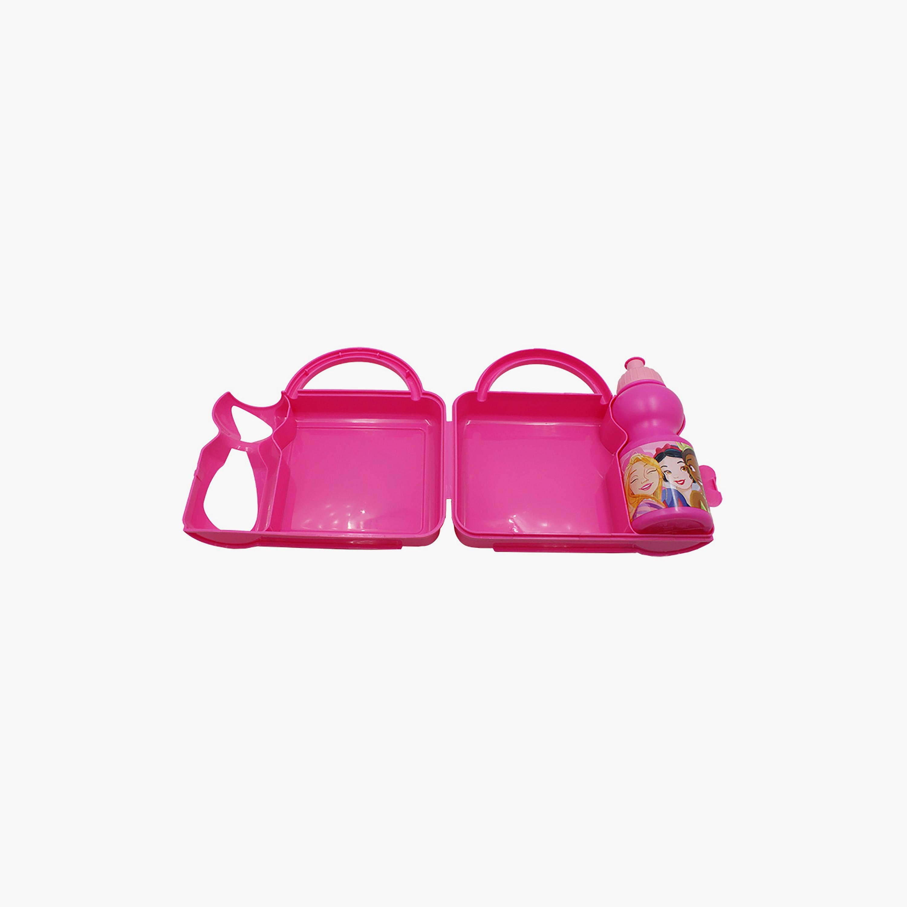 Disney Princess Printed Lunchbox with Water Bottle - Pink - 350 ml-school-lunchessentials-lunchboxes-image-2