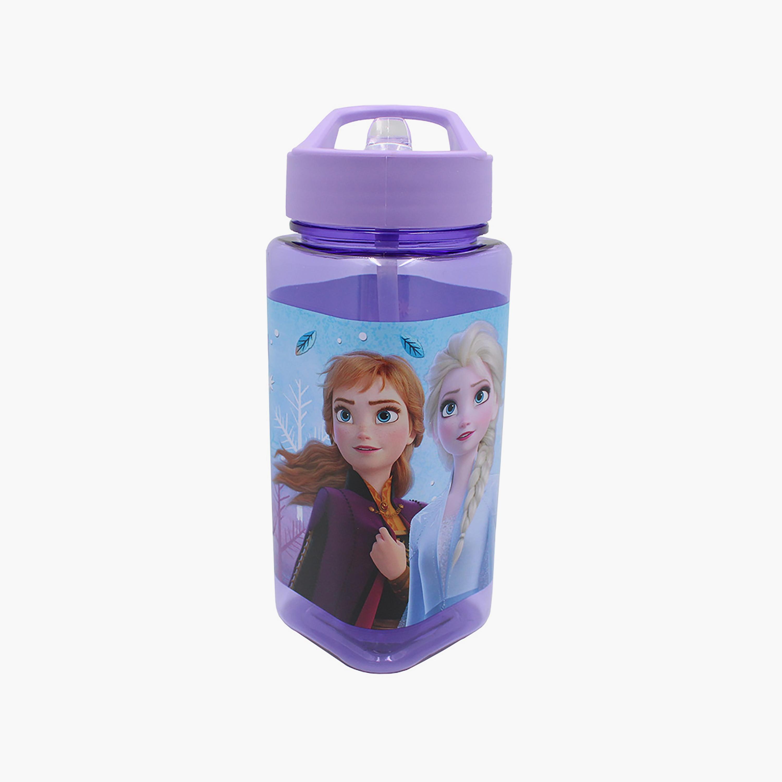 زجاجة مياه مربعة مع ماصة بطبعة ديزني فروزن - أرجواني - 500 مل-school-waterbottles-image-1