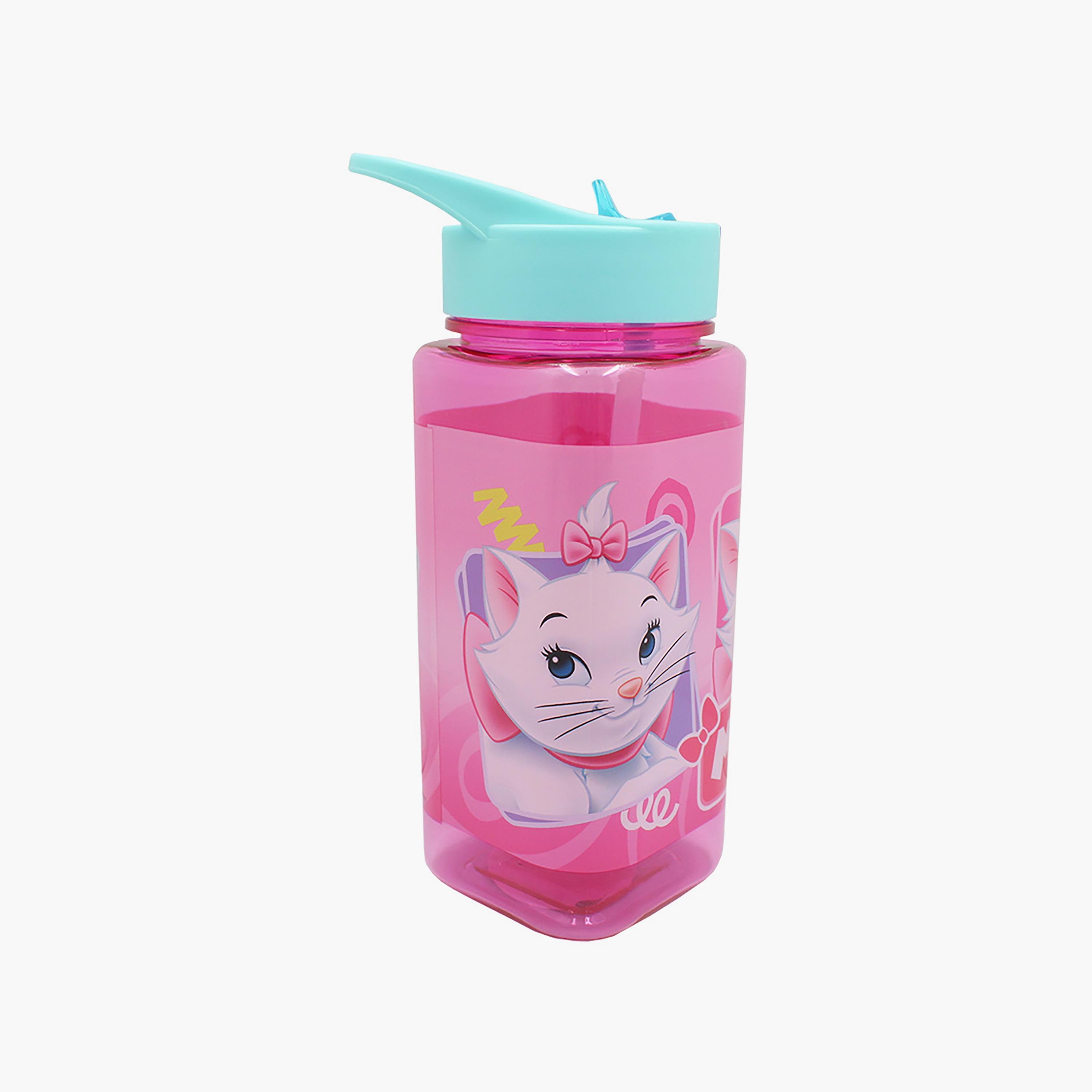 زجاجة مياه مربعة مع ماصة بطبعة ماري - وردي - 500 مل-school-waterbottles-image-2