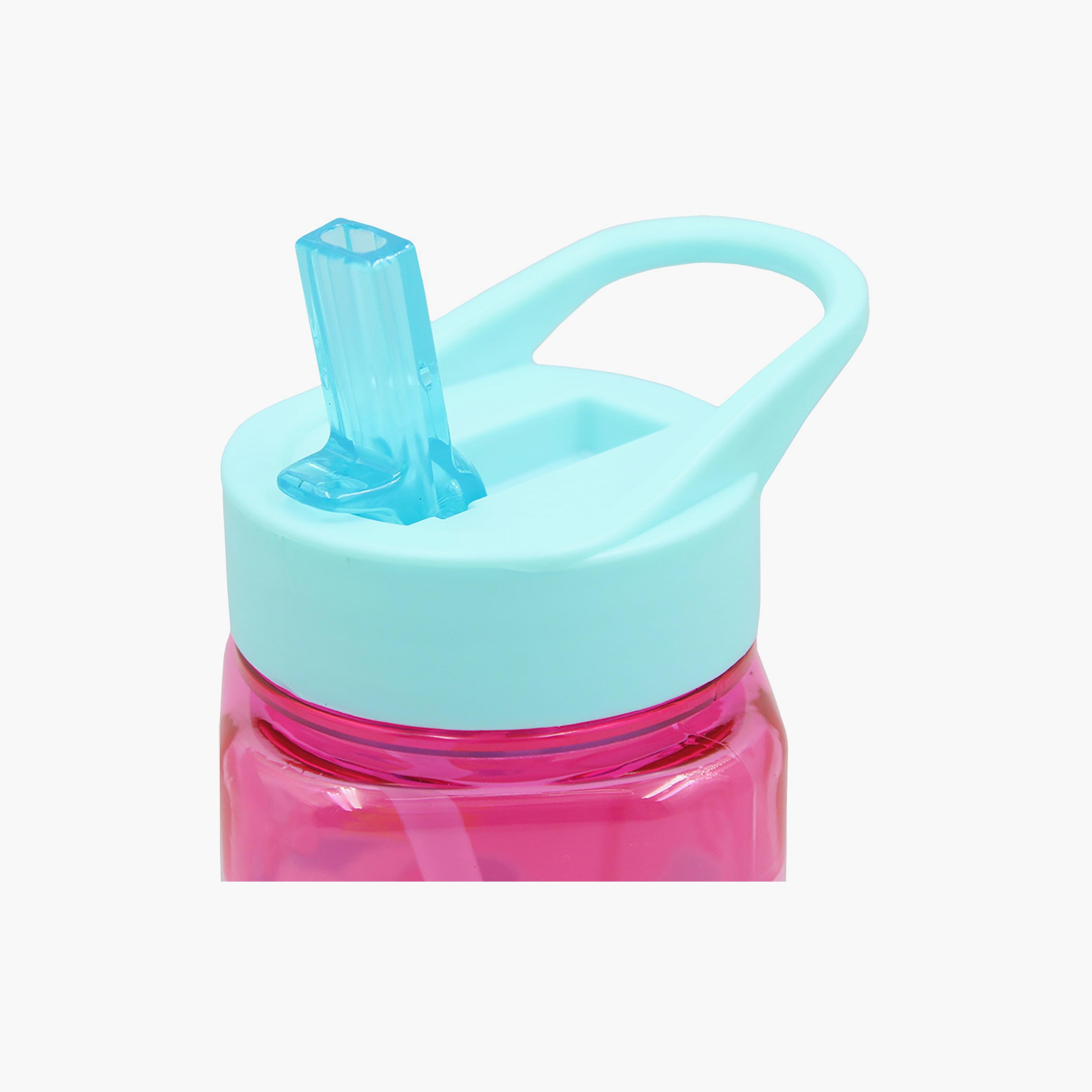 Marie Printed Square Water Bottle with Straw - Pink - 500 ml-school-waterbottles-image-3