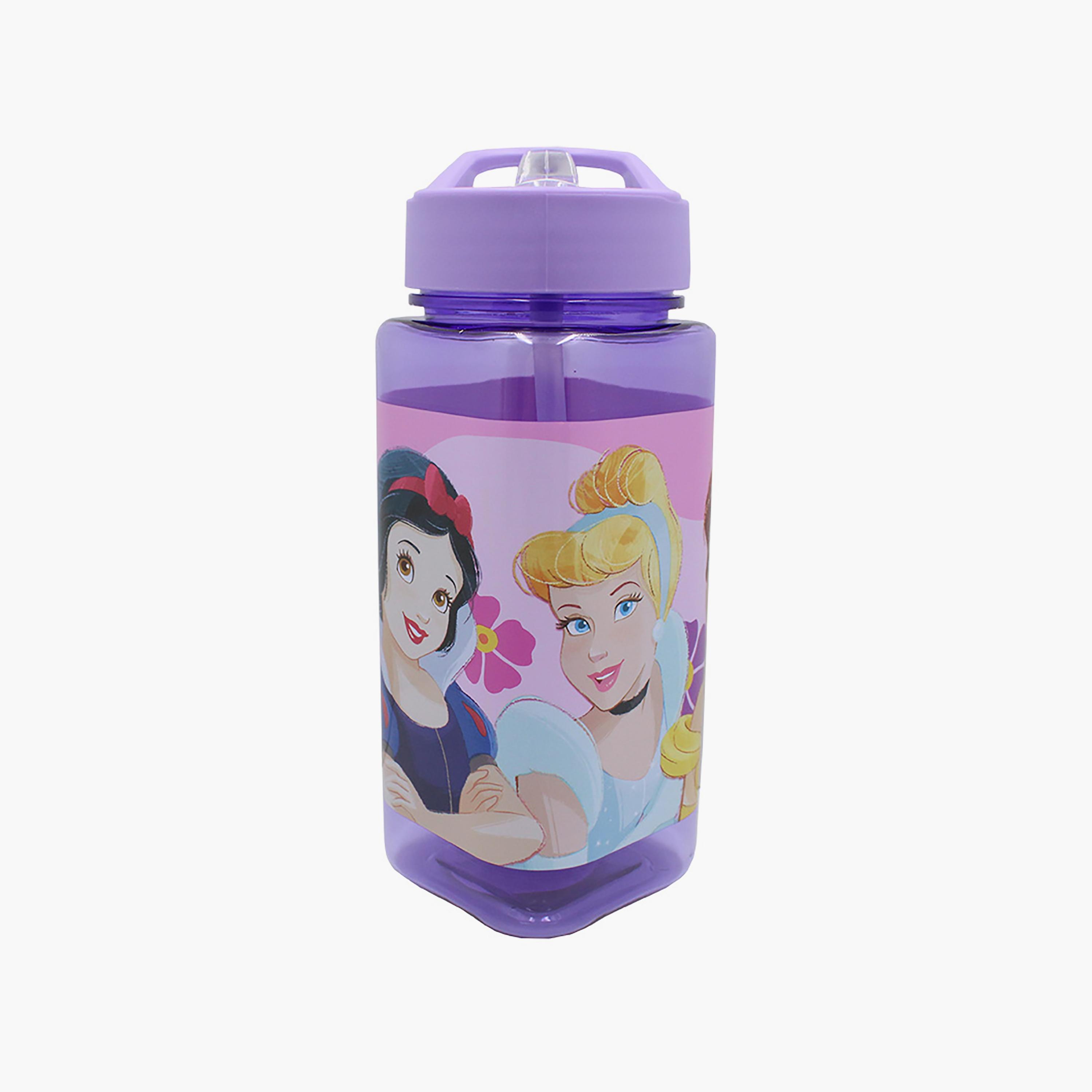 Disney Princess Printed Square Water Bottle with Straw - Purple - 500 ml-school-waterbottles-image-1