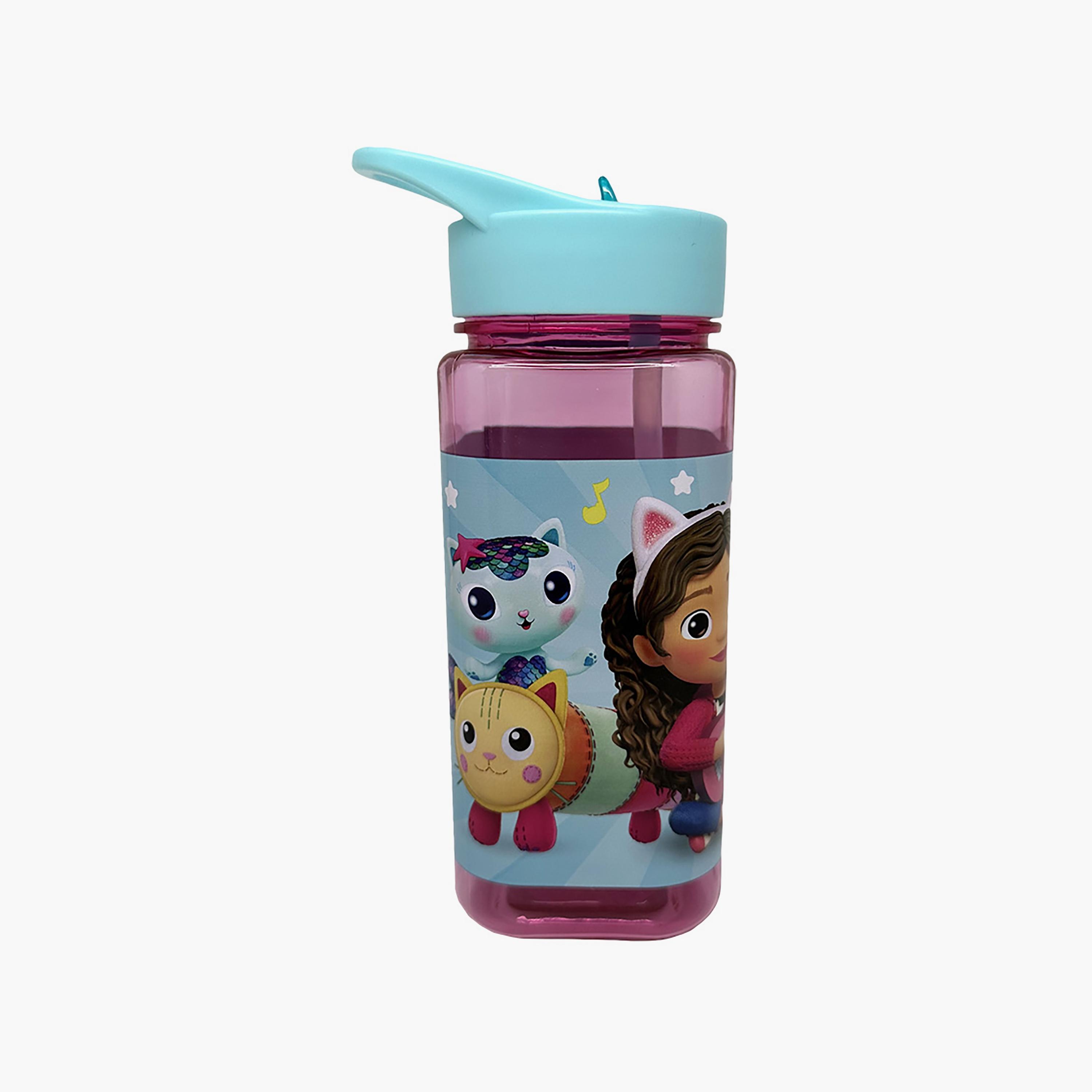 زجاجة مياه مربعة مع ماصة بطبعة جابيز دولهاوس - وردي - 500 مل-school-waterbottles-image-2