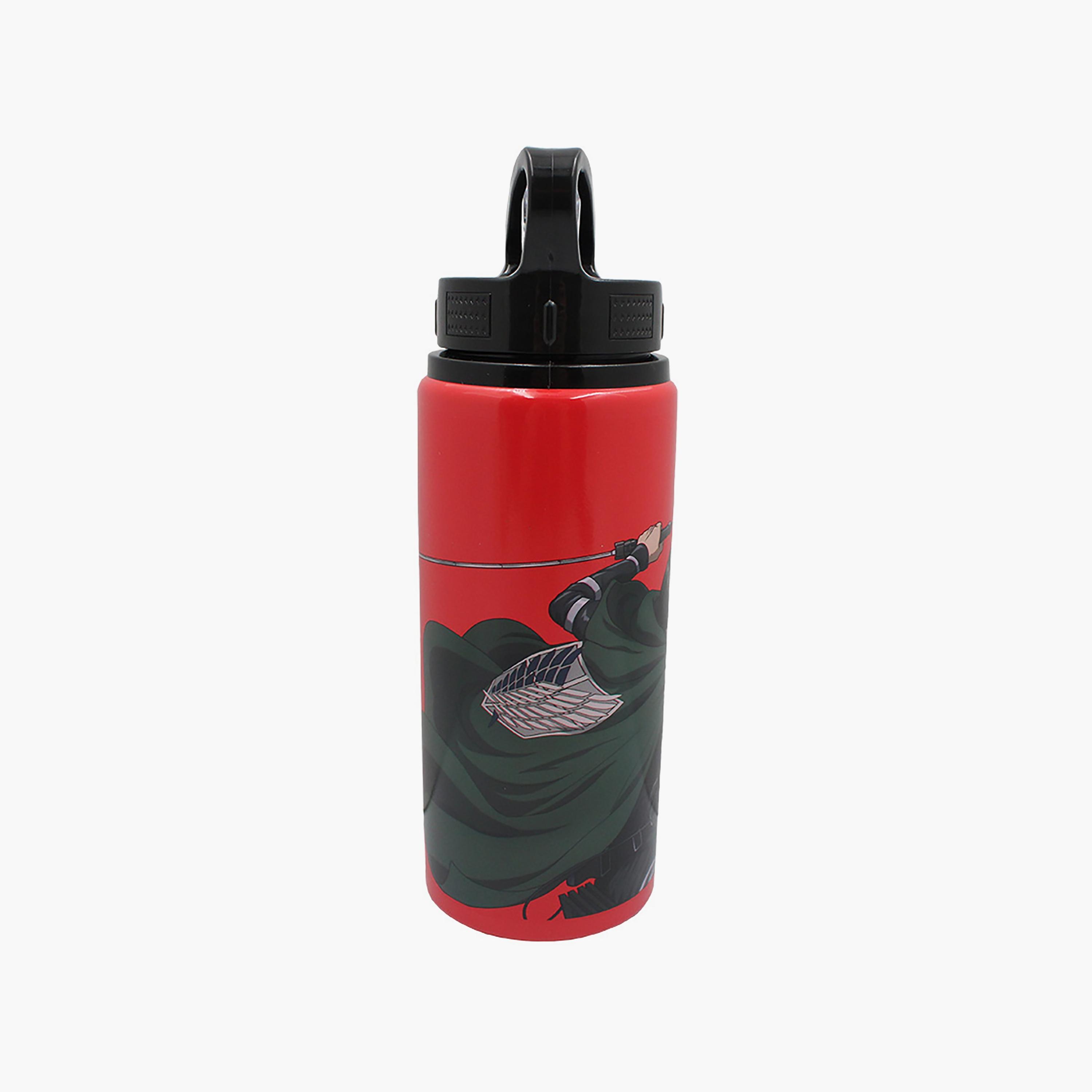 Attack on Titan Printed Aluminium Water Bottle - Red - 600 ml-school-waterbottles-image-1