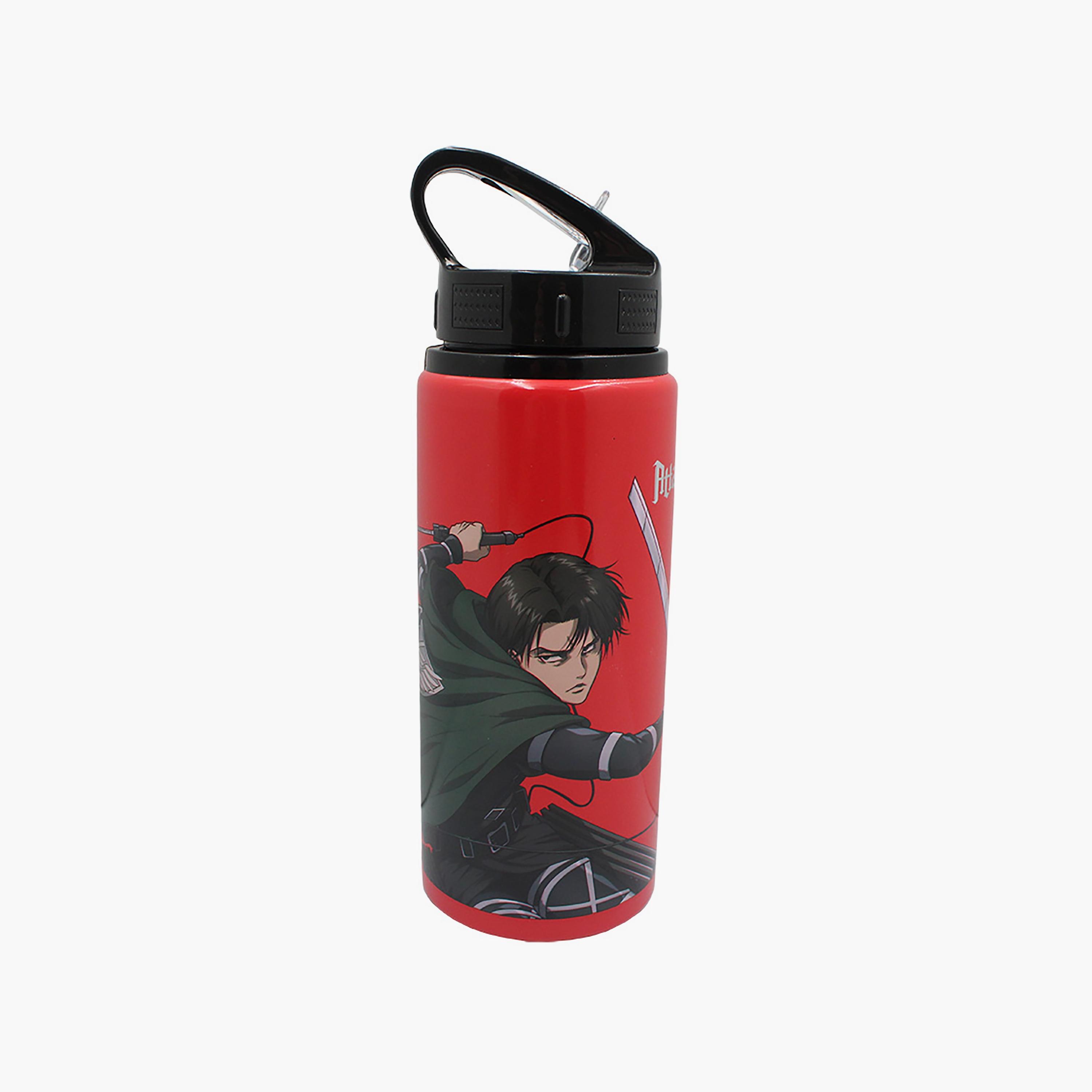 Attack on Titan Printed Aluminium Water Bottle - Red - 600 ml-school-waterbottles-image-2