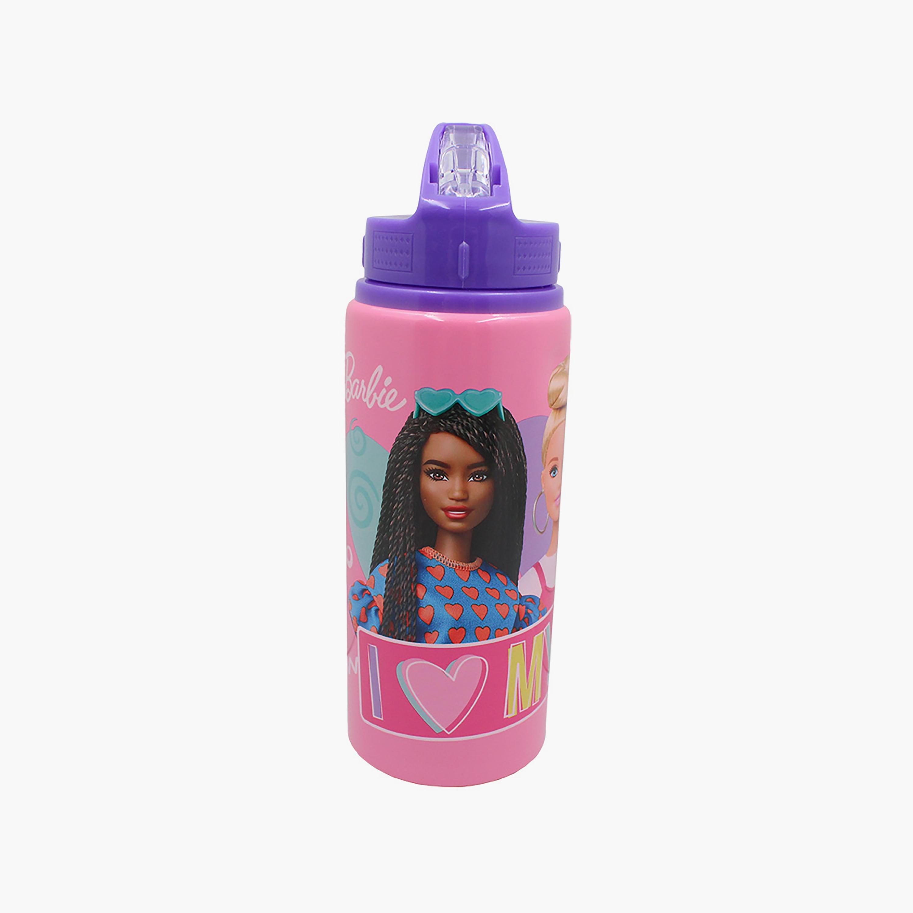 Barbie Printed Aluminium Water Bottle - Pink - 600 ml-school-waterbottles-image-1