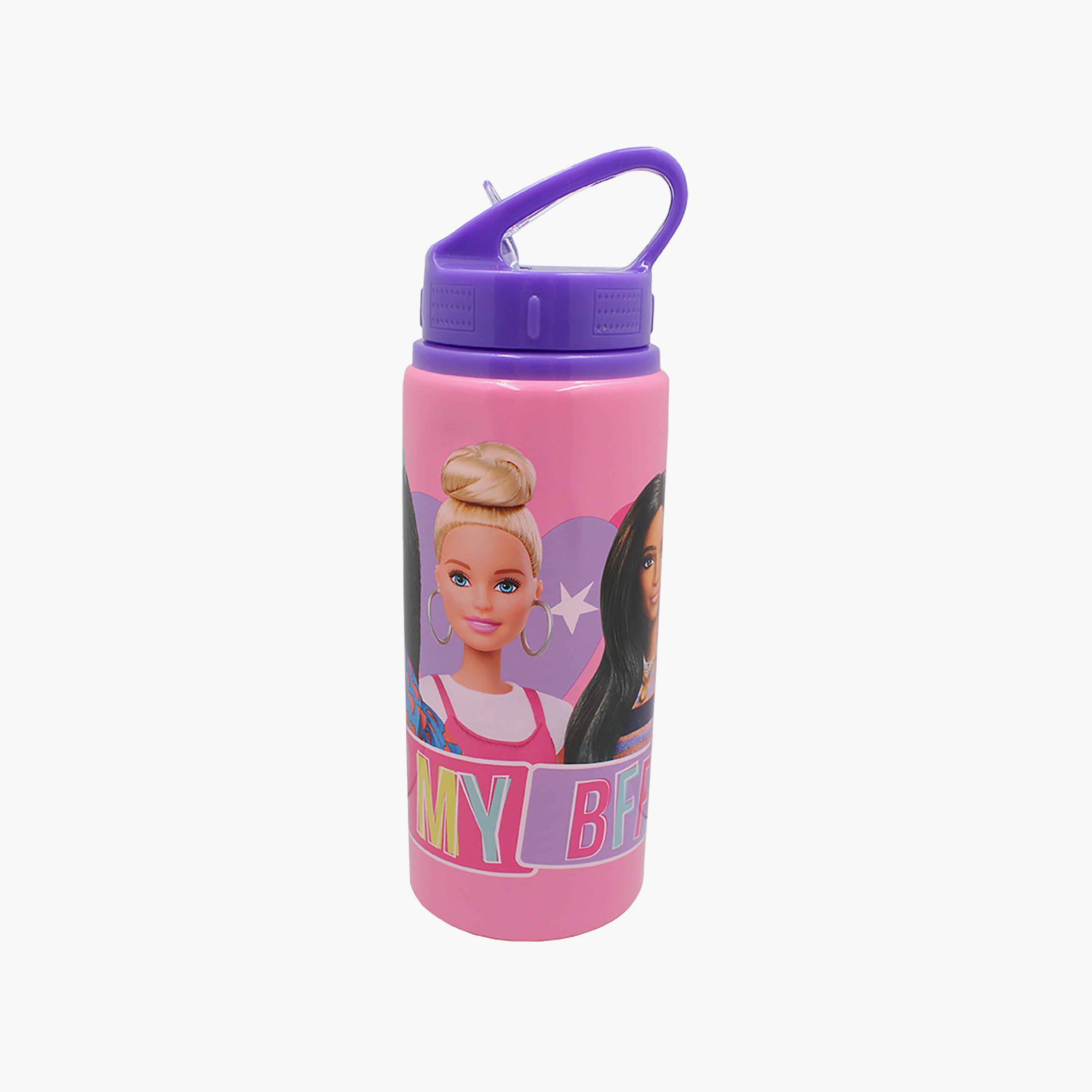Barbie Printed Aluminium Water Bottle - Pink - 600 ml-school-waterbottles-image-2