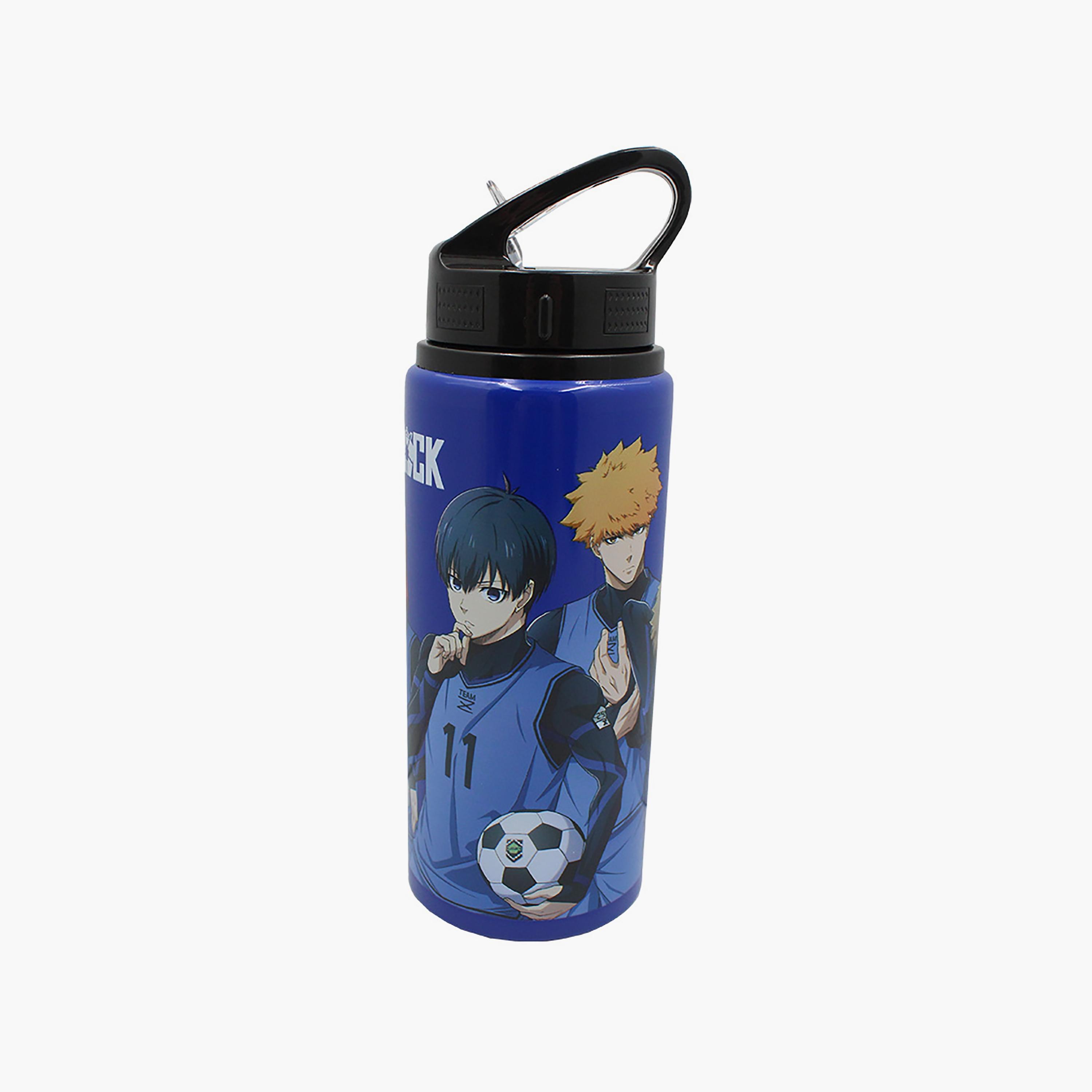 Blue Lock Printed Aluminium Water Bottle - Blue - 600 ml-school-waterbottles-image-2