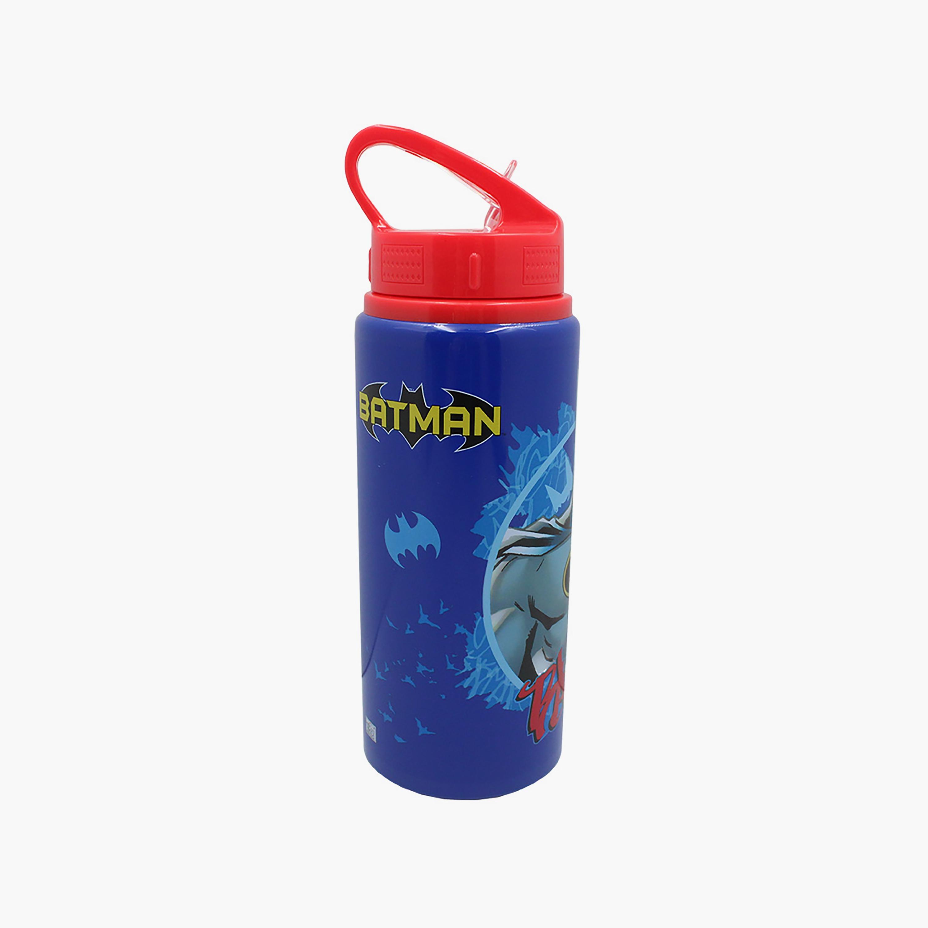 Batman Printed Aluminium Water Bottle - Blue - 600 ml-school-waterbottles-image-2