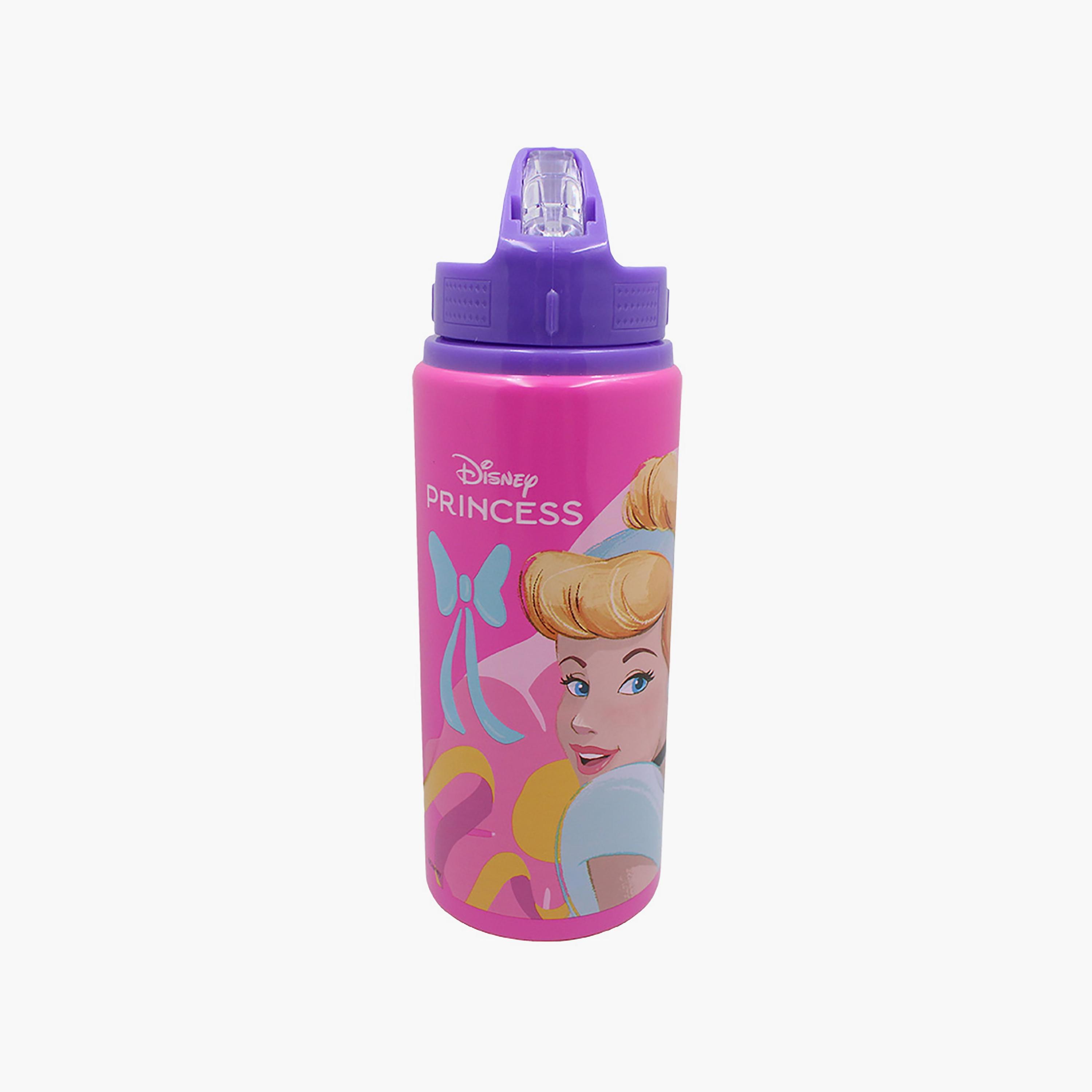Disney Printed Princess Printed Aluminium Water Bottle - Pink - 600 ml-school-waterbottles-image-1
