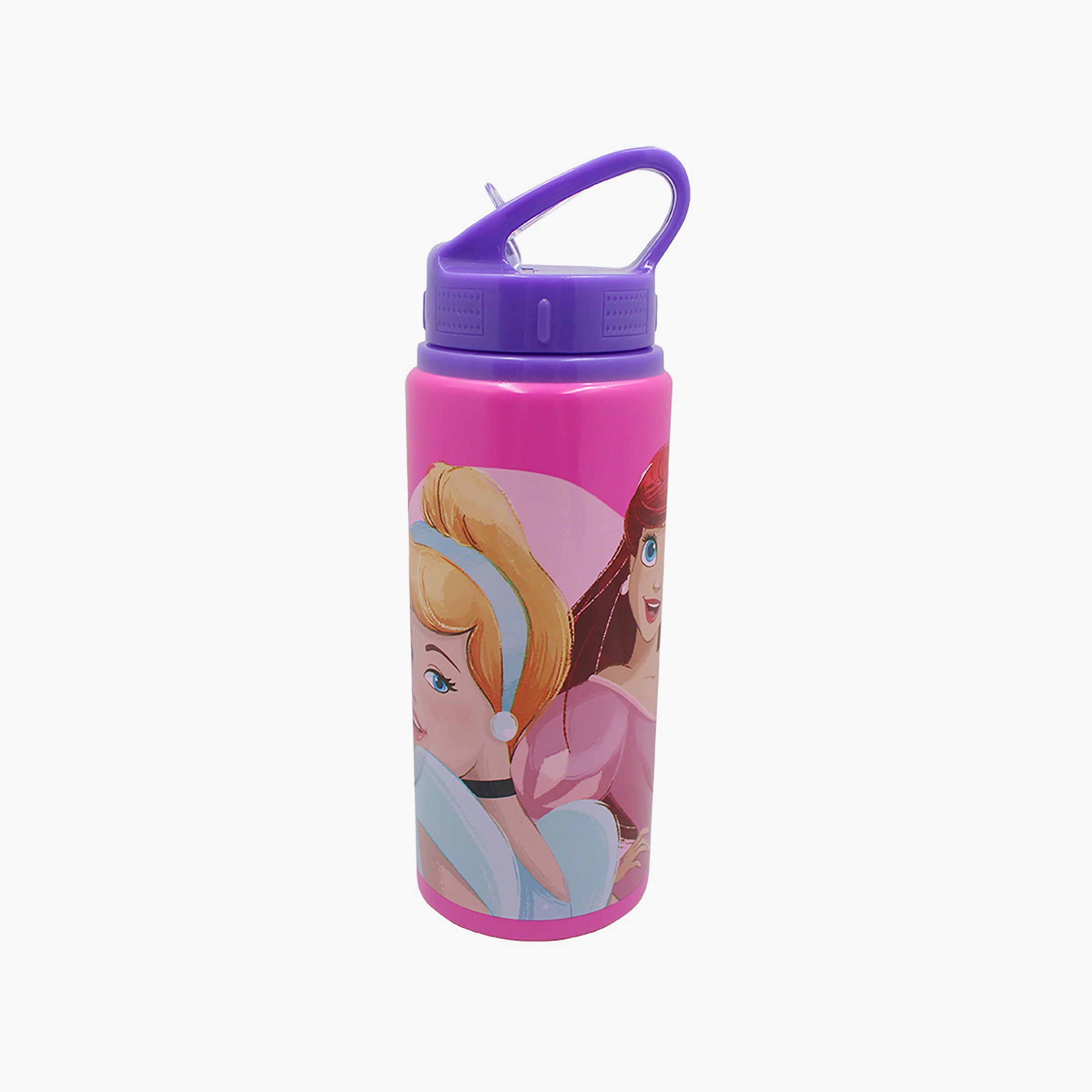 Disney Printed Princess Printed Aluminium Water Bottle - Pink - 600 ml-school-waterbottles-image-2