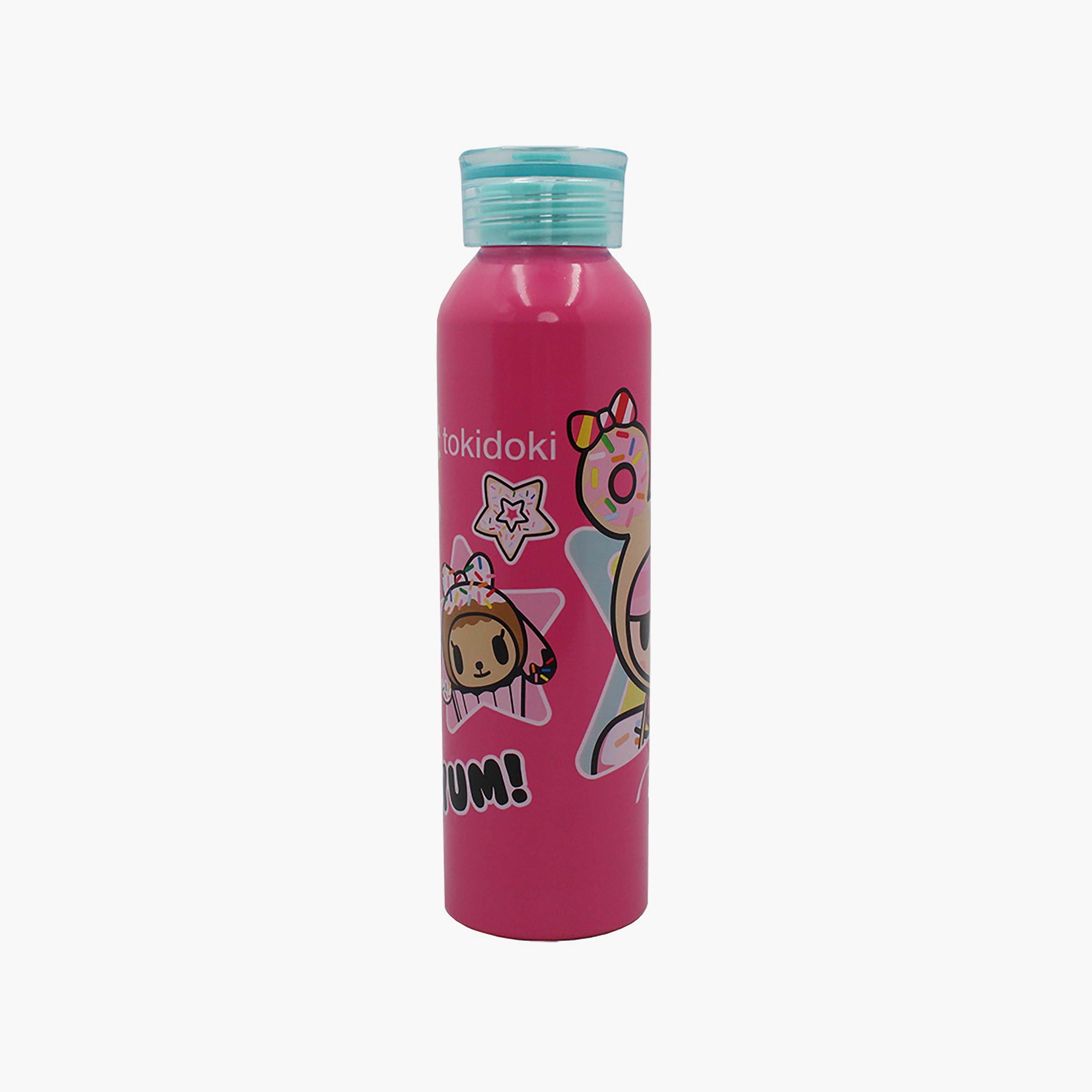 زجاجة مياه من الألومنيوم مع حامل سيليكون بطبعة توكيدوكي - وردي - 500 مل-school-waterbottles-image-1