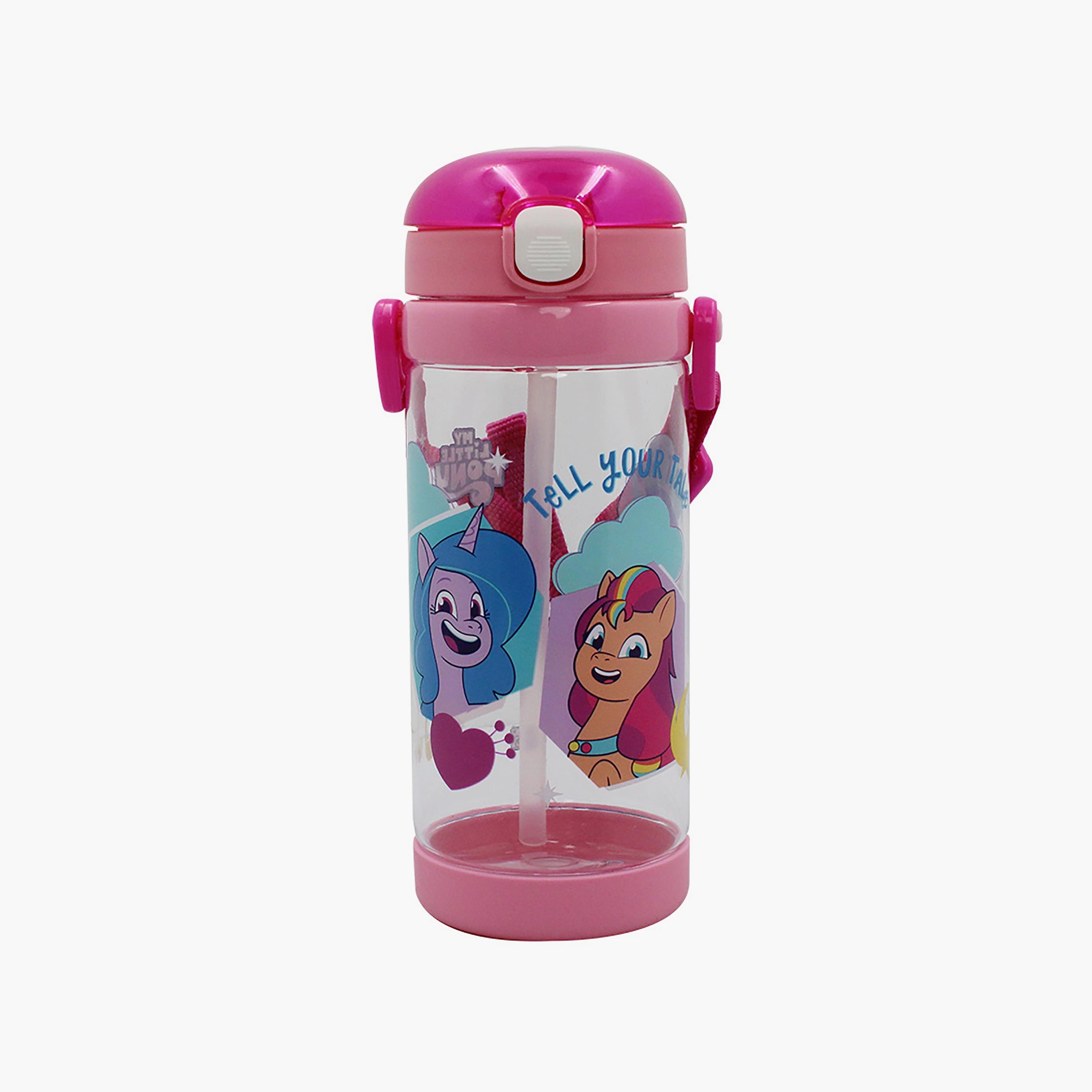 زجاجة مياه مع ماصة وحزام بطبعة ماي ليتل بوني - وردي - 500 مل-school-waterbottles-image-1