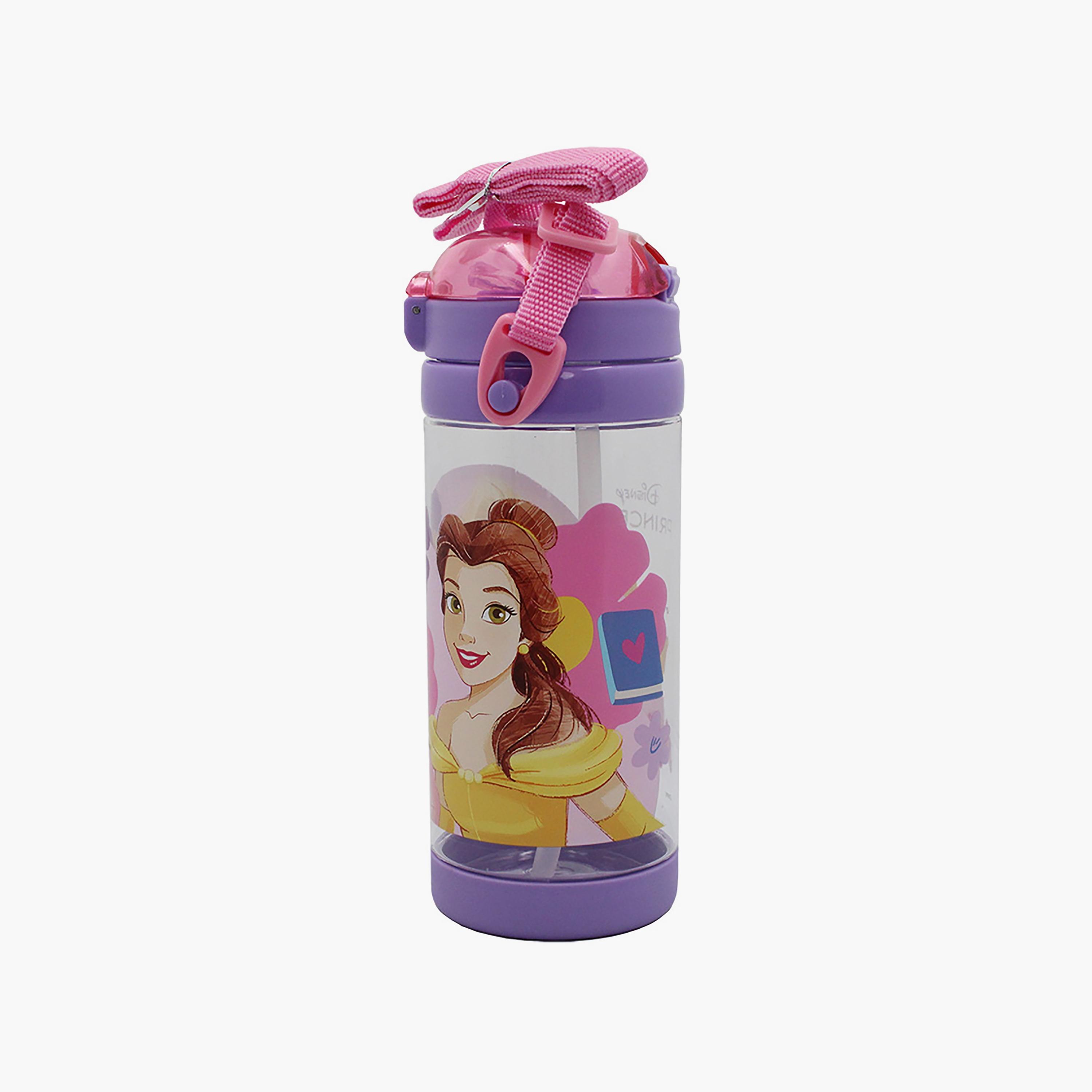 زجاجة مياه مع ماصة وحزام بطبعة أميرات ديزني - أرجواني - 500 مل-school-waterbottles-image-2