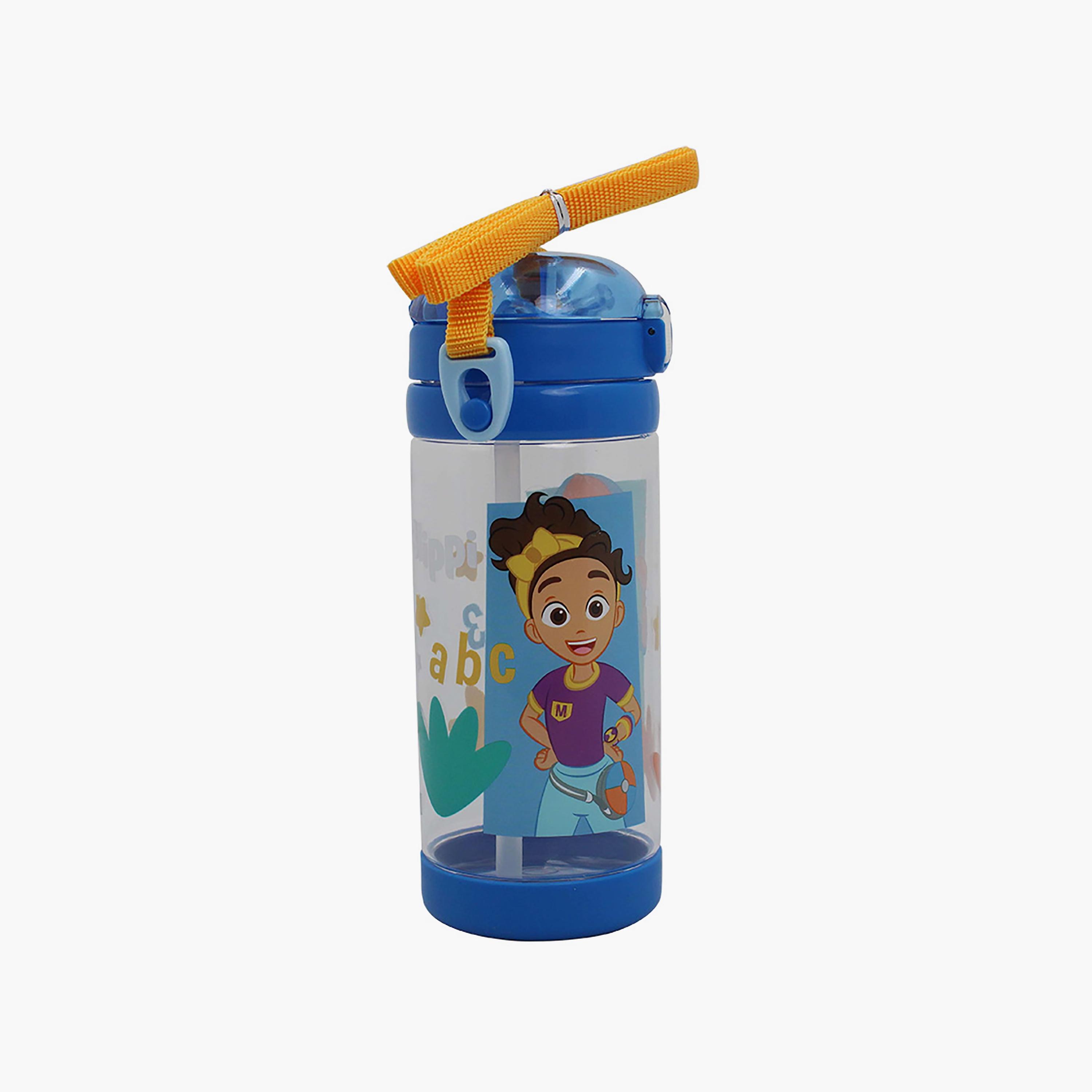 زجاجة مياه مع ماصة وحزام بطبعة بليبي - أزرق - 500 مل-school-waterbottles-image-2