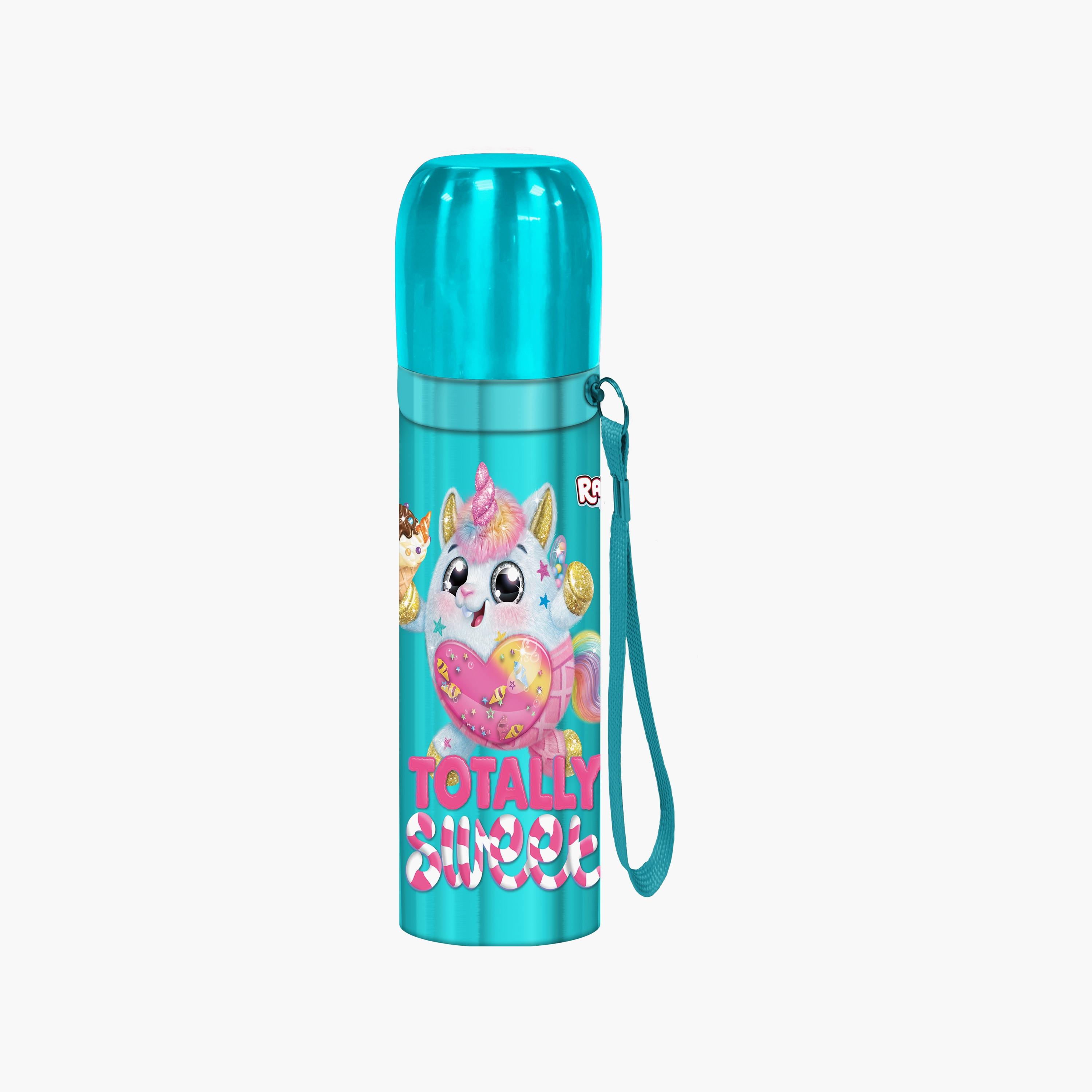 زجاجة مياه معزولة بالفراغ ستانلس ستيل سباركل اند سيب بطبعة رينبوكورنز - خضراء - 500 مل-school-waterbottles-image-1