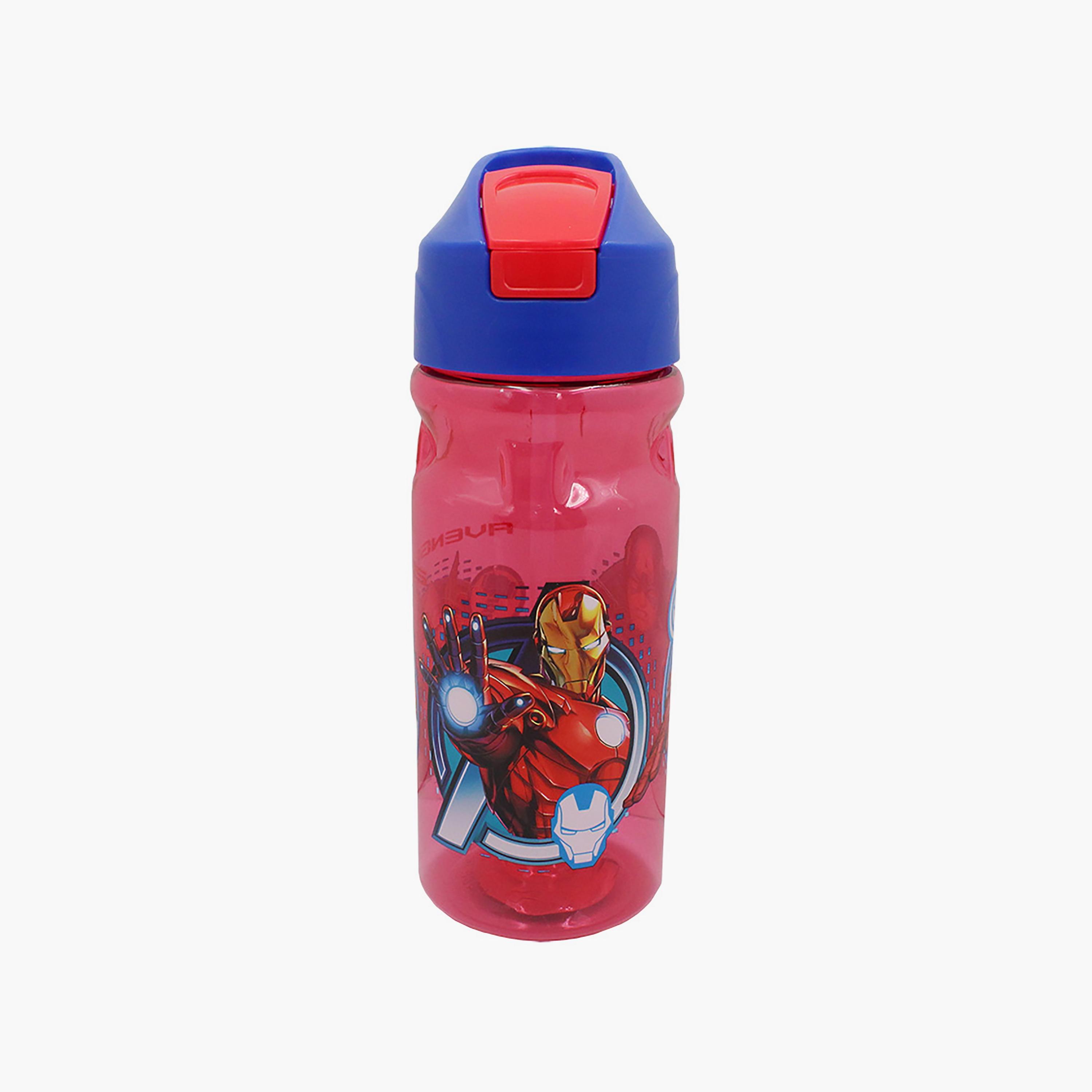 Avengers Printed Sport Water Bottle with Straw - Red - 500 ml-school-waterbottles-image-1
