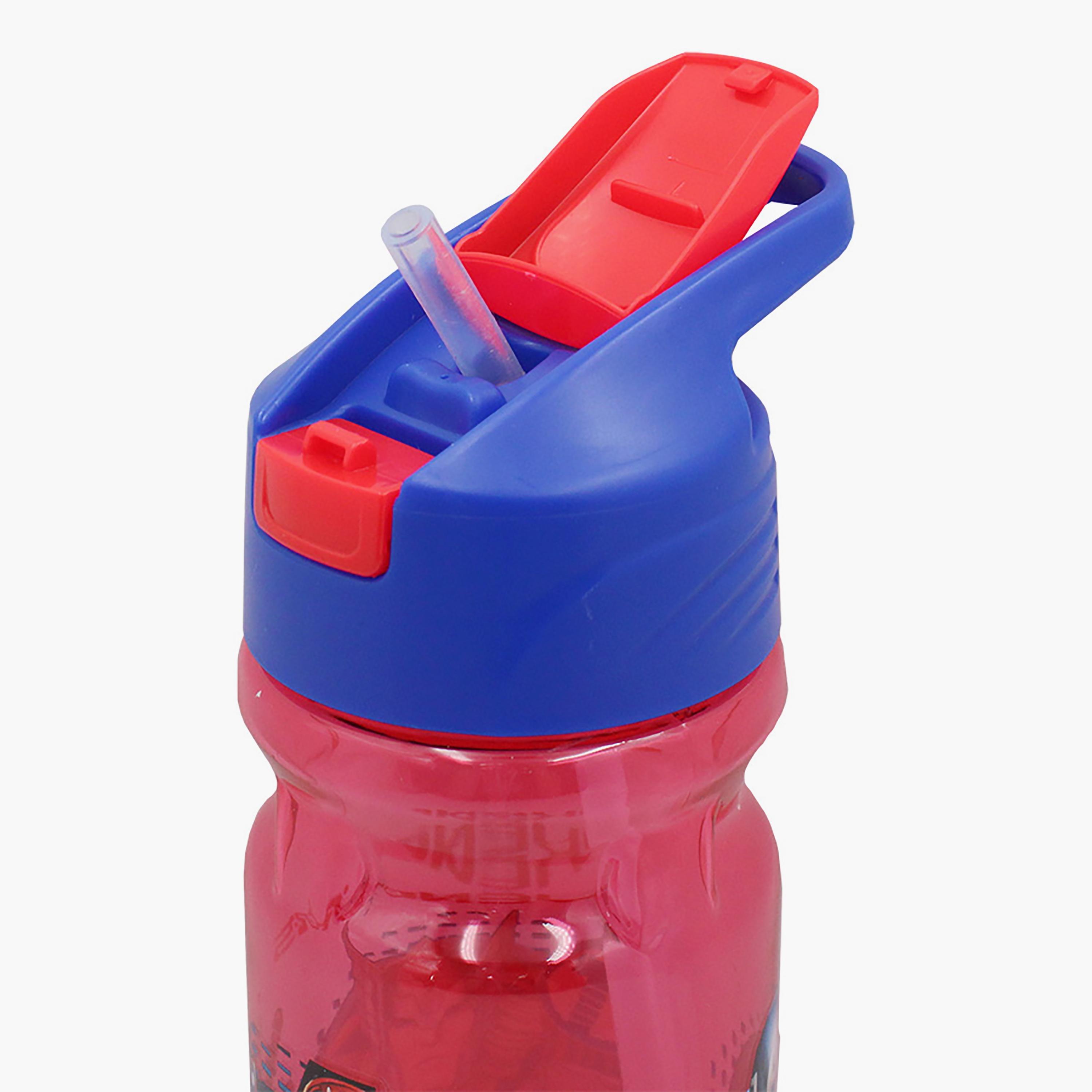 Avengers Printed Sport Water Bottle with Straw - Red - 500 ml-school-waterbottles-image-3