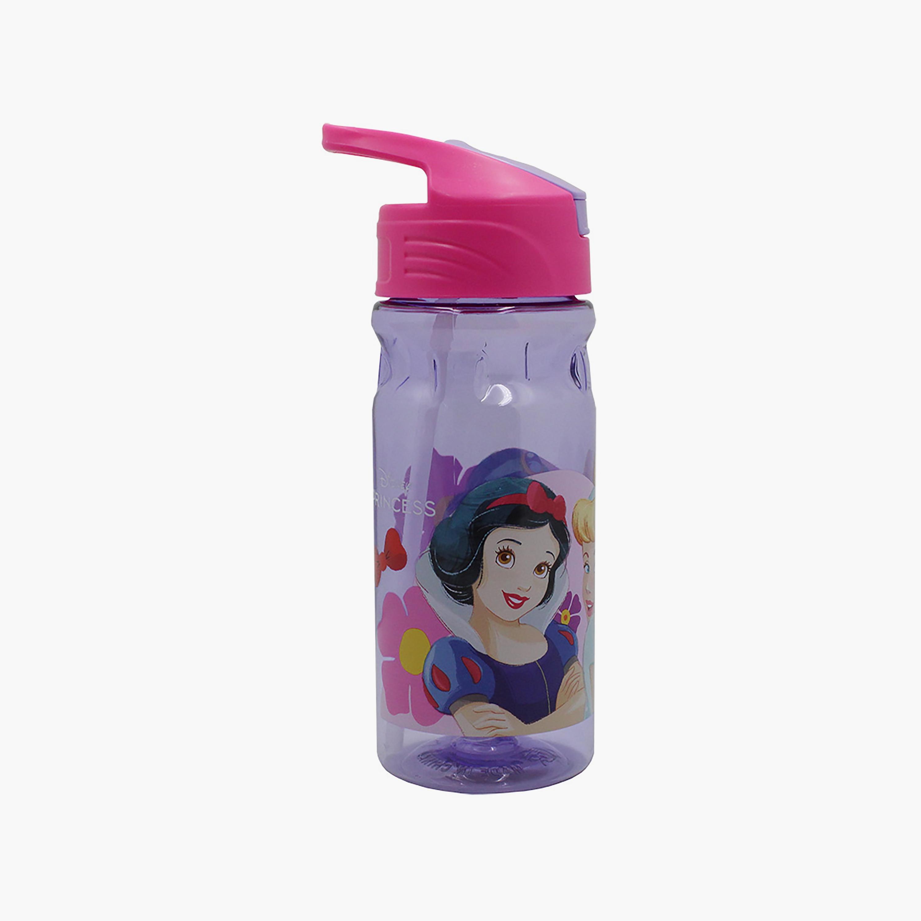 زجاجة مياه رياضية سباركل اند سيب مع ماصة بطبعة أميرات ديزني - أرجوانية - 500 مل-school-waterbottles-image-2