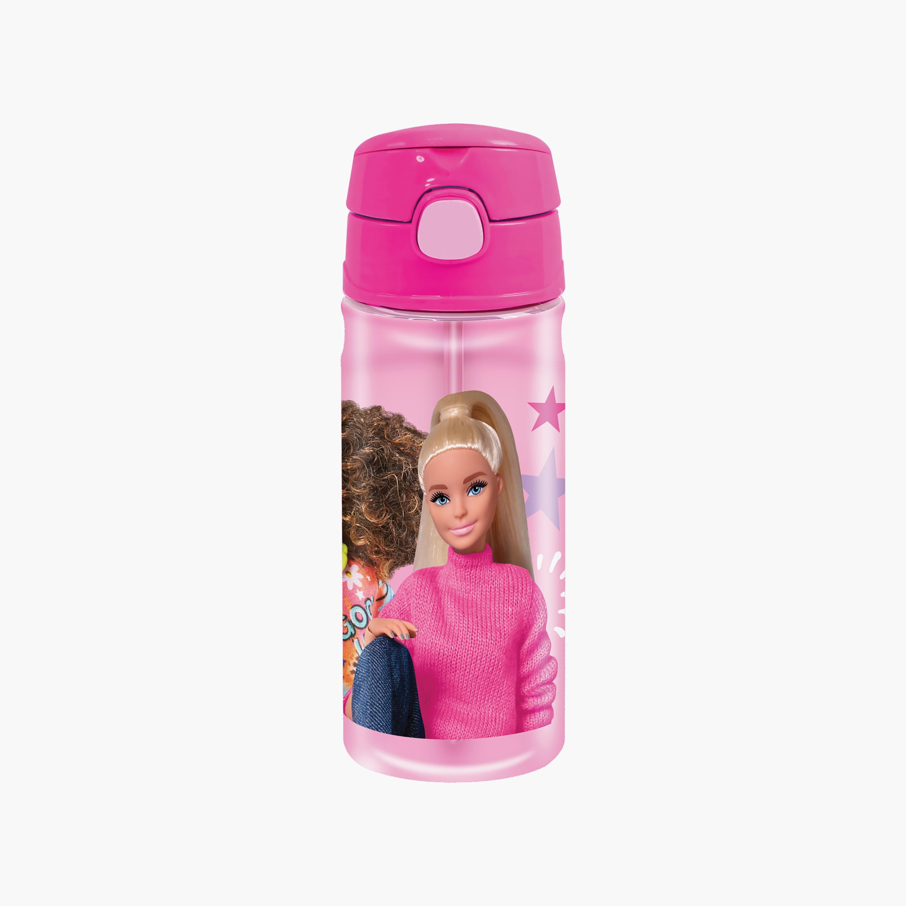 زجاجة مياه بوب أب كانتين مع ماصة بطبعة باربي - وردي - 500 مل-school-waterbottles-image-1