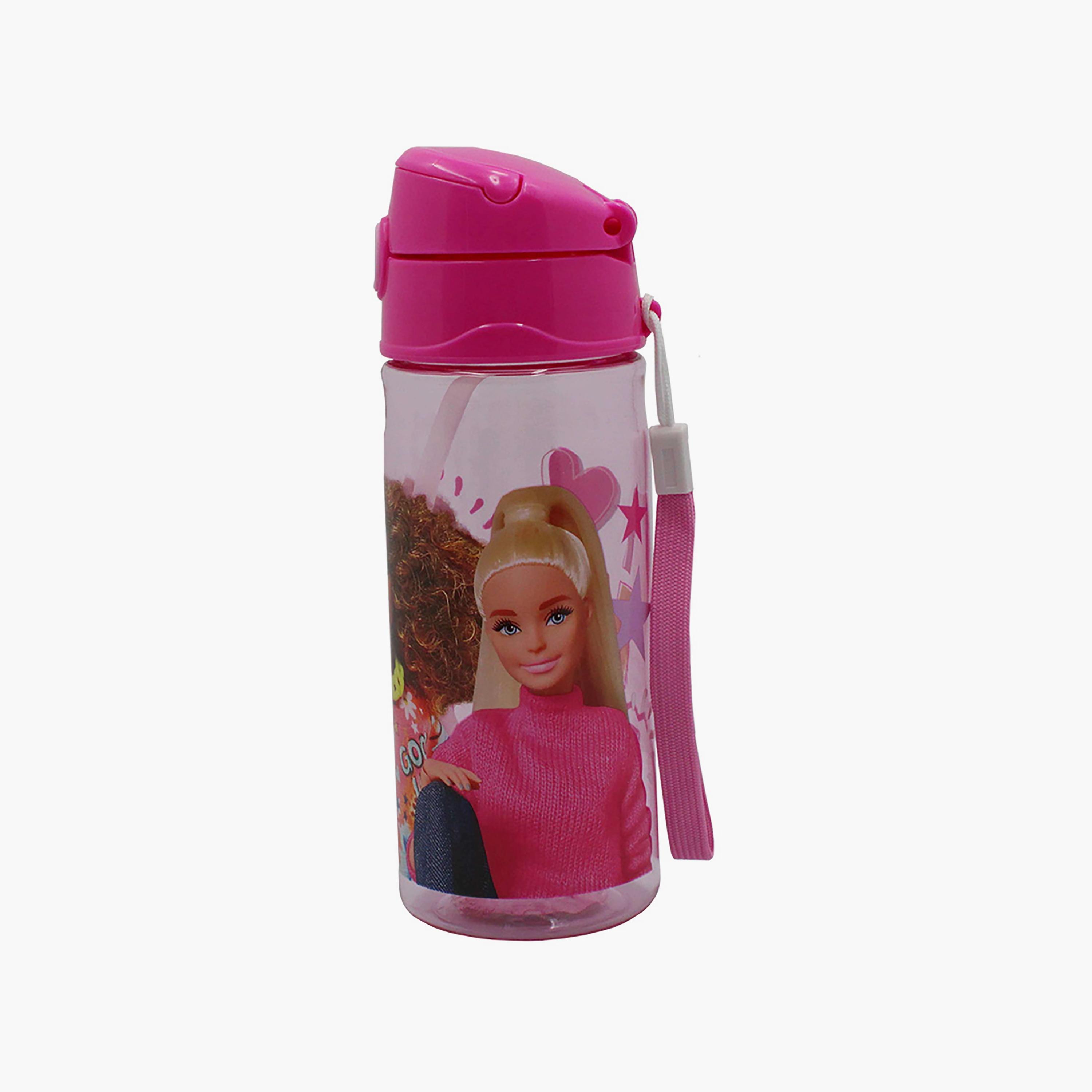 Barbie Printed Pop-Up Canteen Water Bottle with Straw - Pink - 500 ml-school-waterbottles-image-2