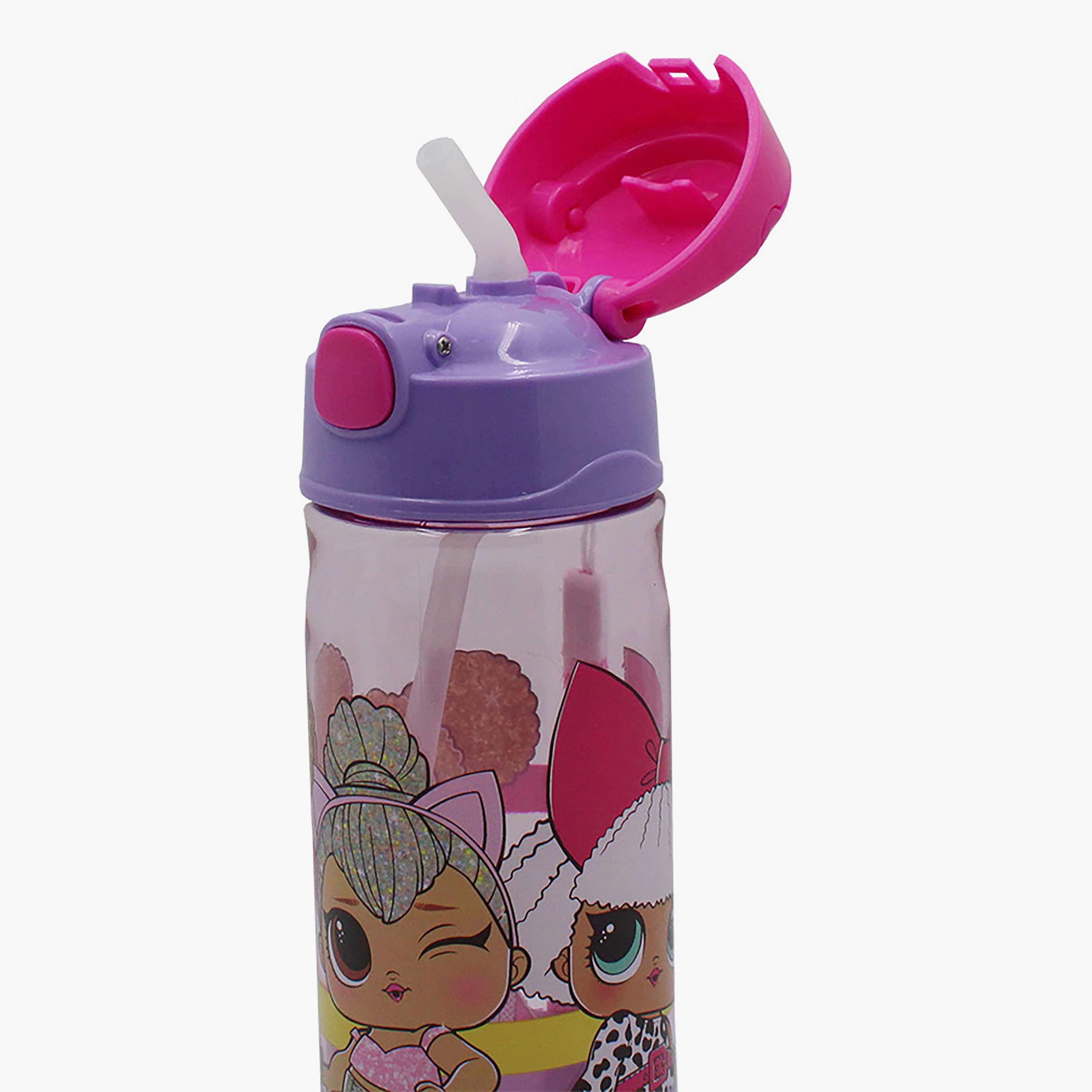 LOL Surprise Printed Pop-Up Canteen Water Bottle with Straw - Pink - 500 ml-school-waterbottles-image-3
