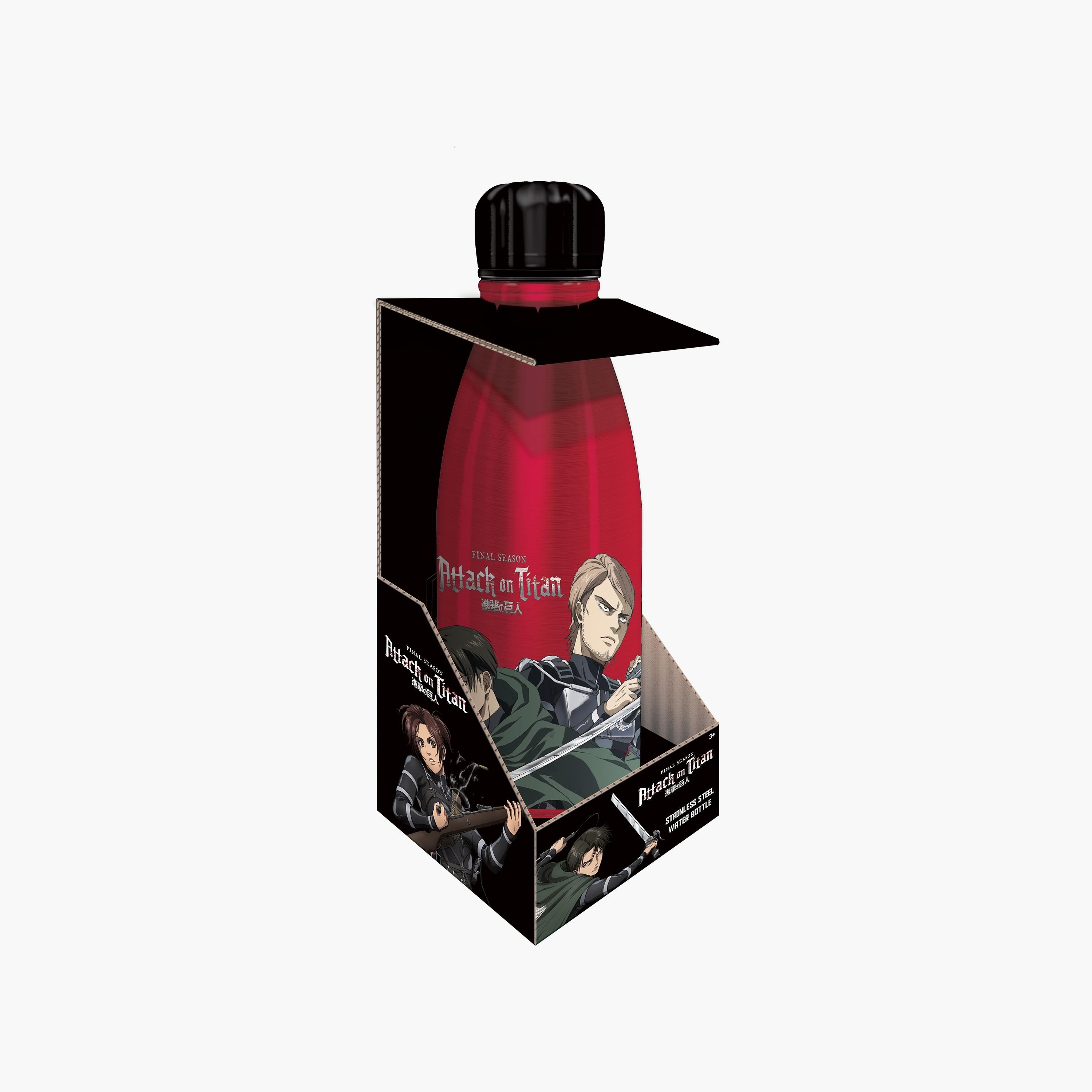 Attack on Titan Printed Stainless Steel Double Wall Water Bottle - Red - 600 ml-school-waterbottles-image-2