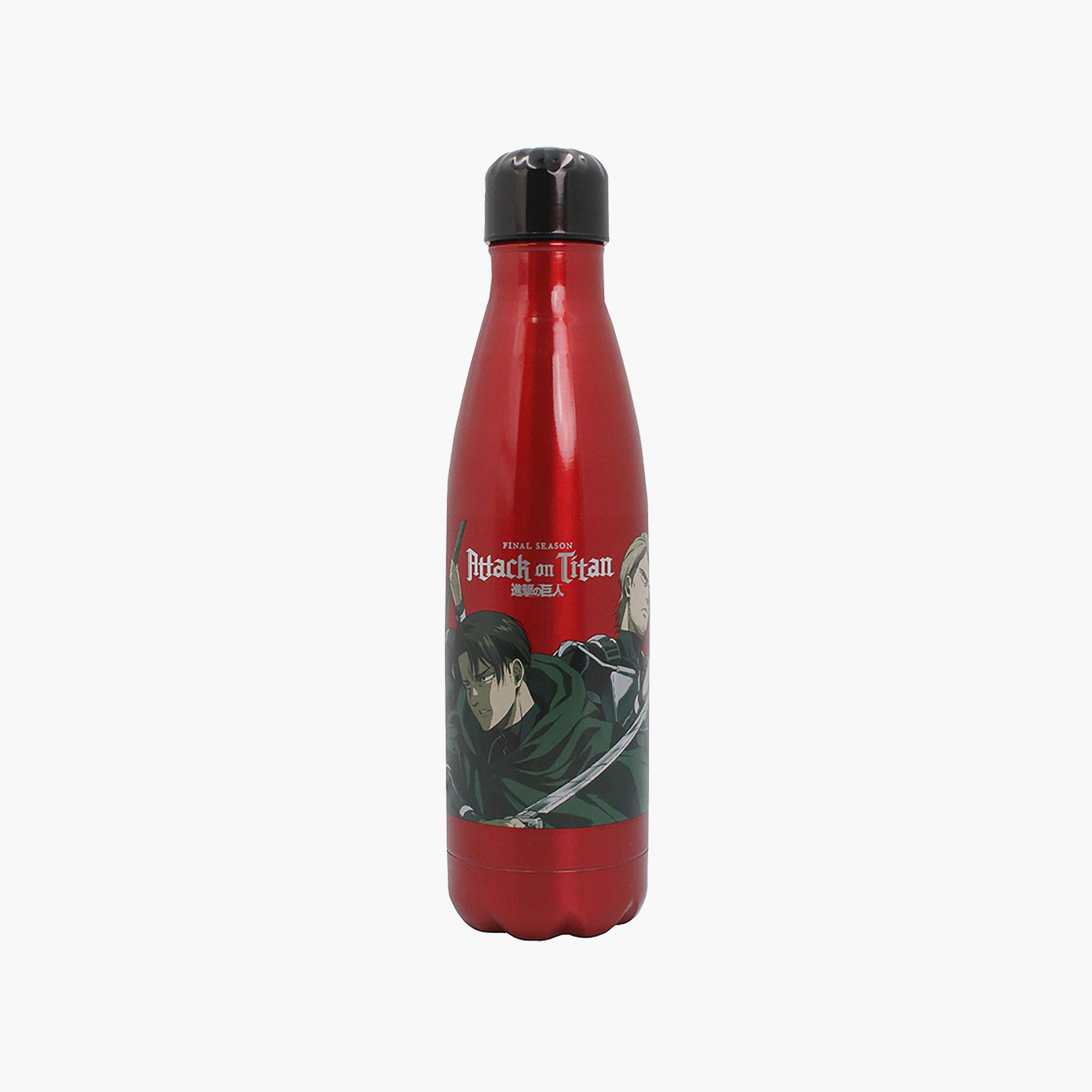 Attack on Titan Printed Stainless Steel Double Wall Water Bottle - Red - 600 ml-school-waterbottles-image-3