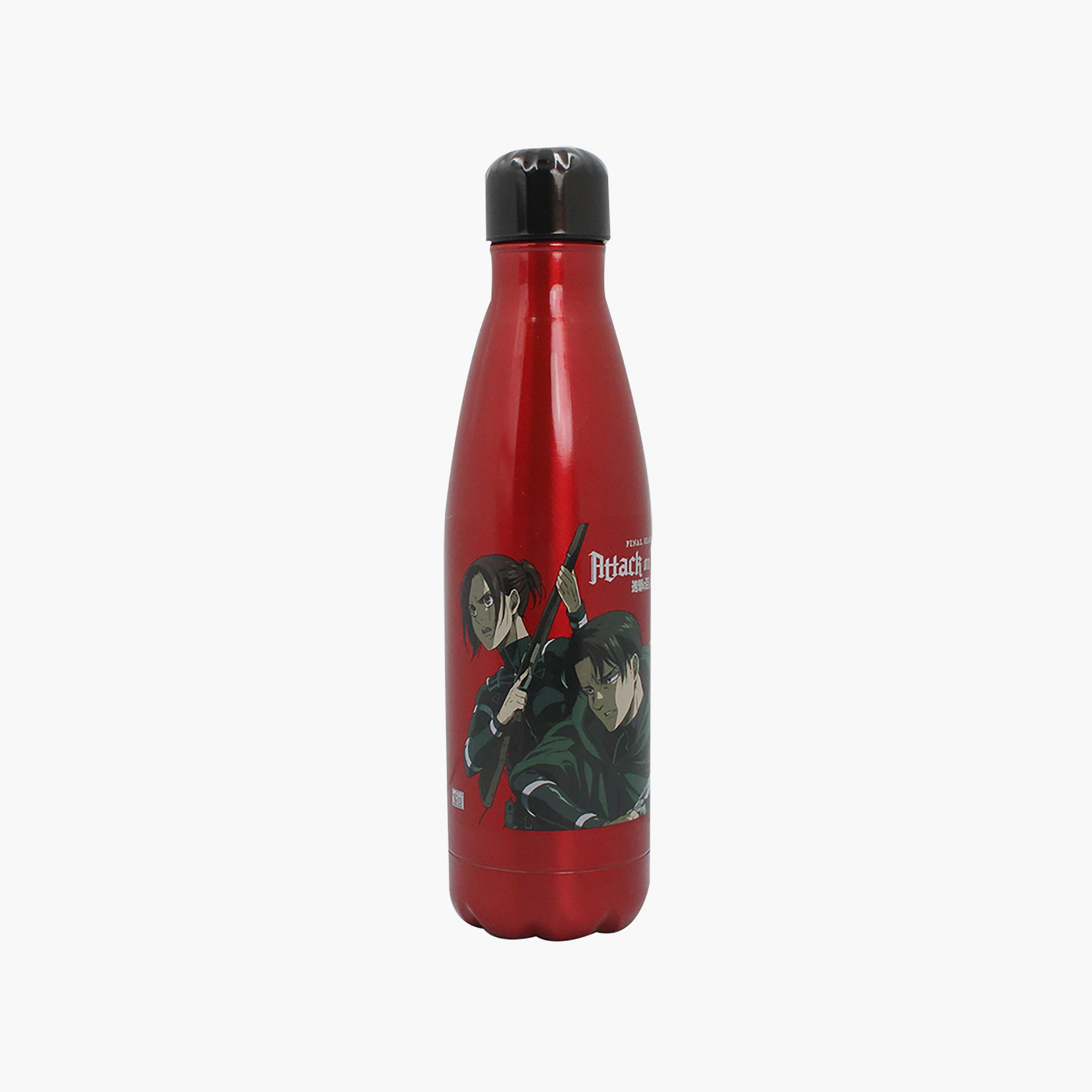 Attack on Titan Printed Stainless Steel Double Wall Water Bottle - Red - 600 ml-school-waterbottles-image-4