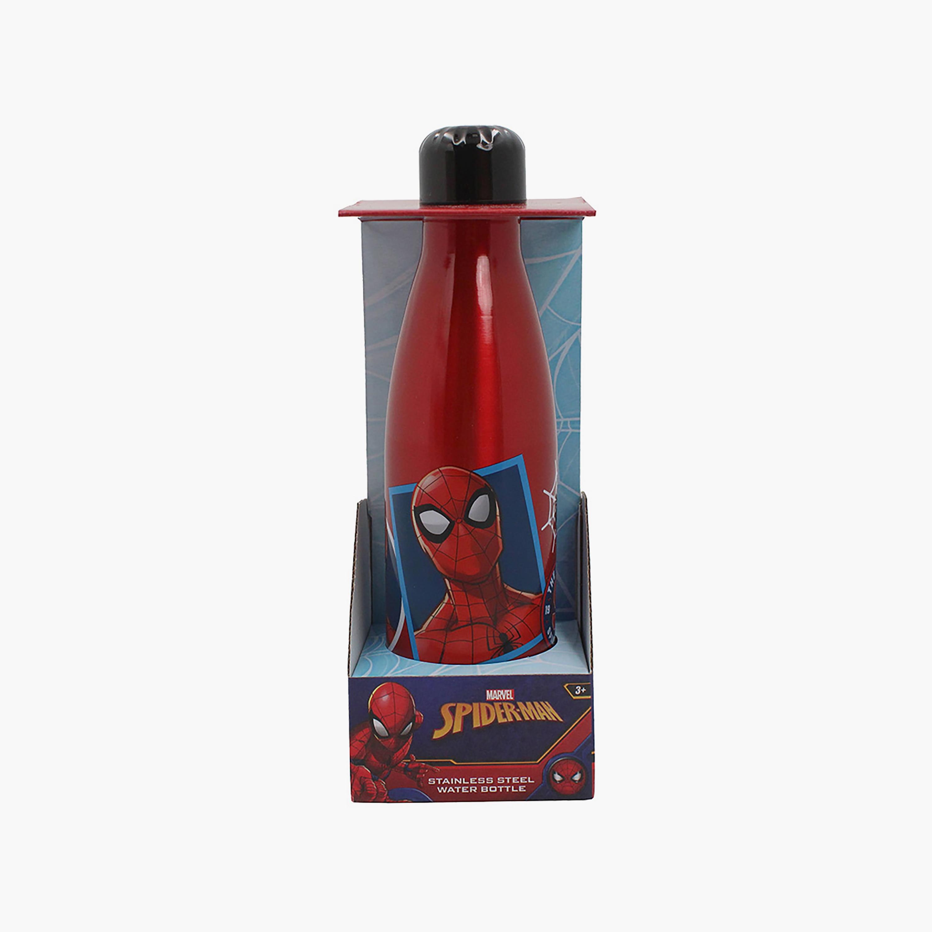 Spiderman Printed Stainless Steel Double Wall Water Bottle - Red - 600 ml-school-waterbottles-image-1