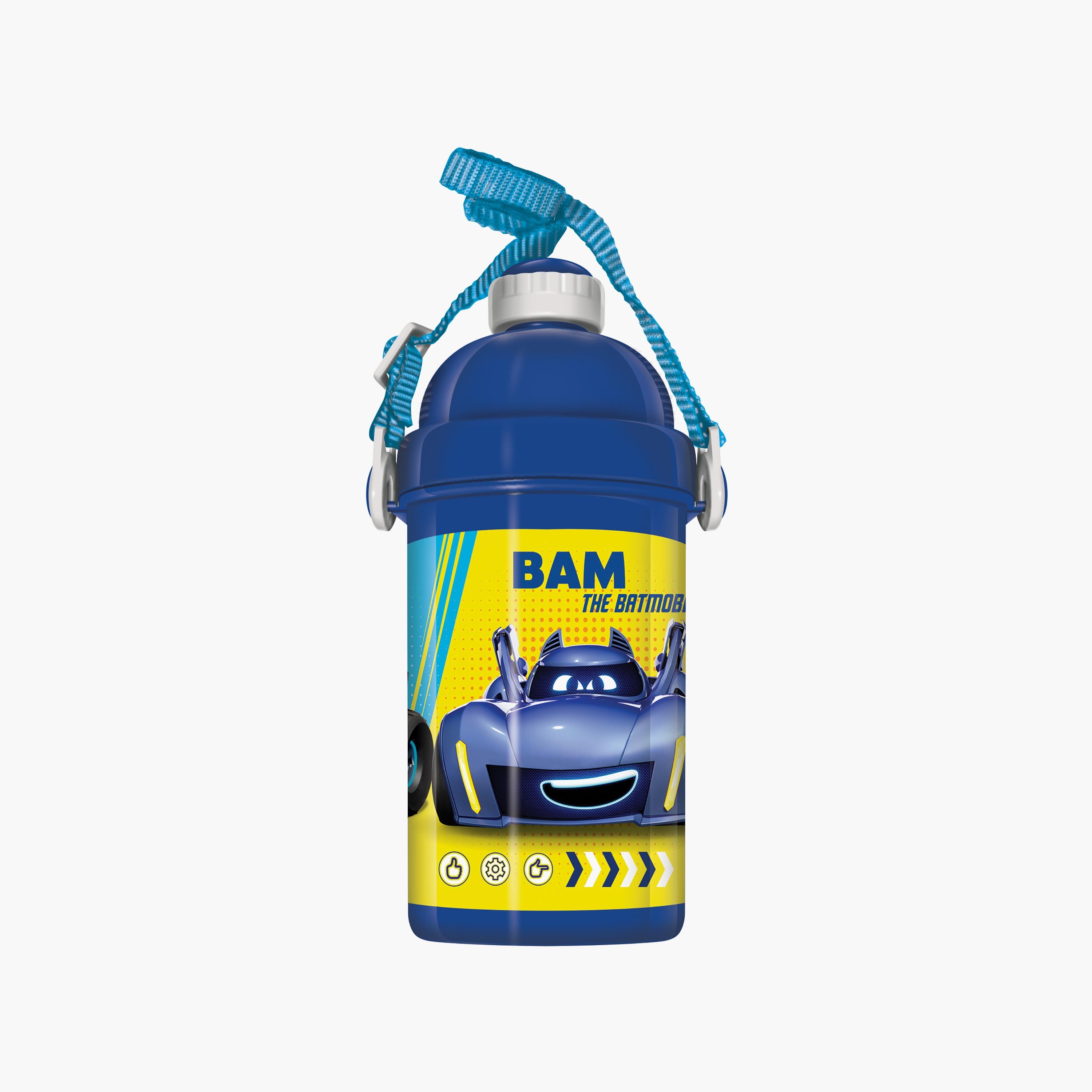 زجاجة مياه مع ماصة وحزام جانبي قابل للتعديل بطبعة باتمان بات ويلز - أزرق - 500 مل-school-waterbottles-image-2