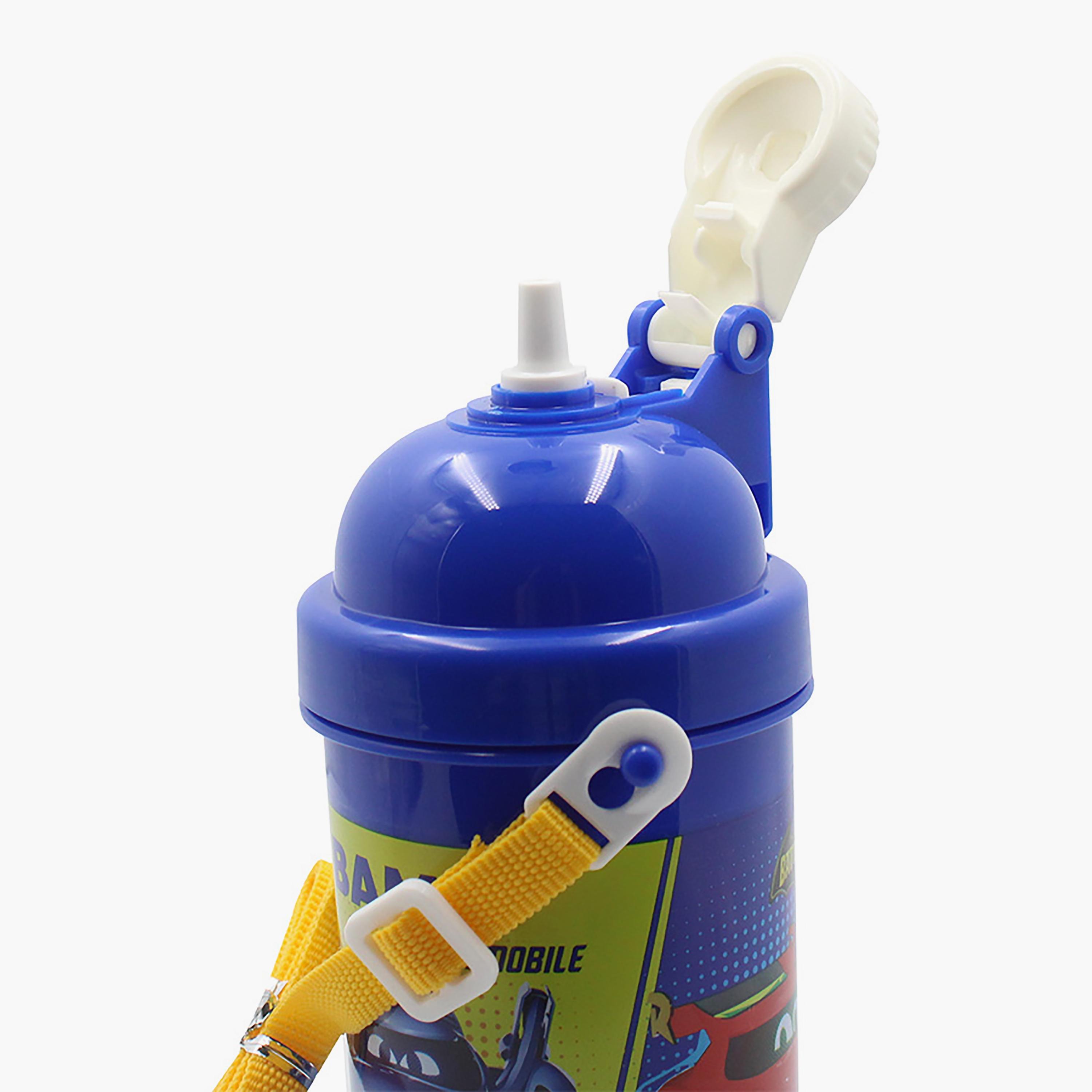 زجاجة مياه مع ماصة وحزام جانبي قابل للتعديل بطبعة باتمان بات ويلز - أزرق - 500 مل-school-waterbottles-image-4