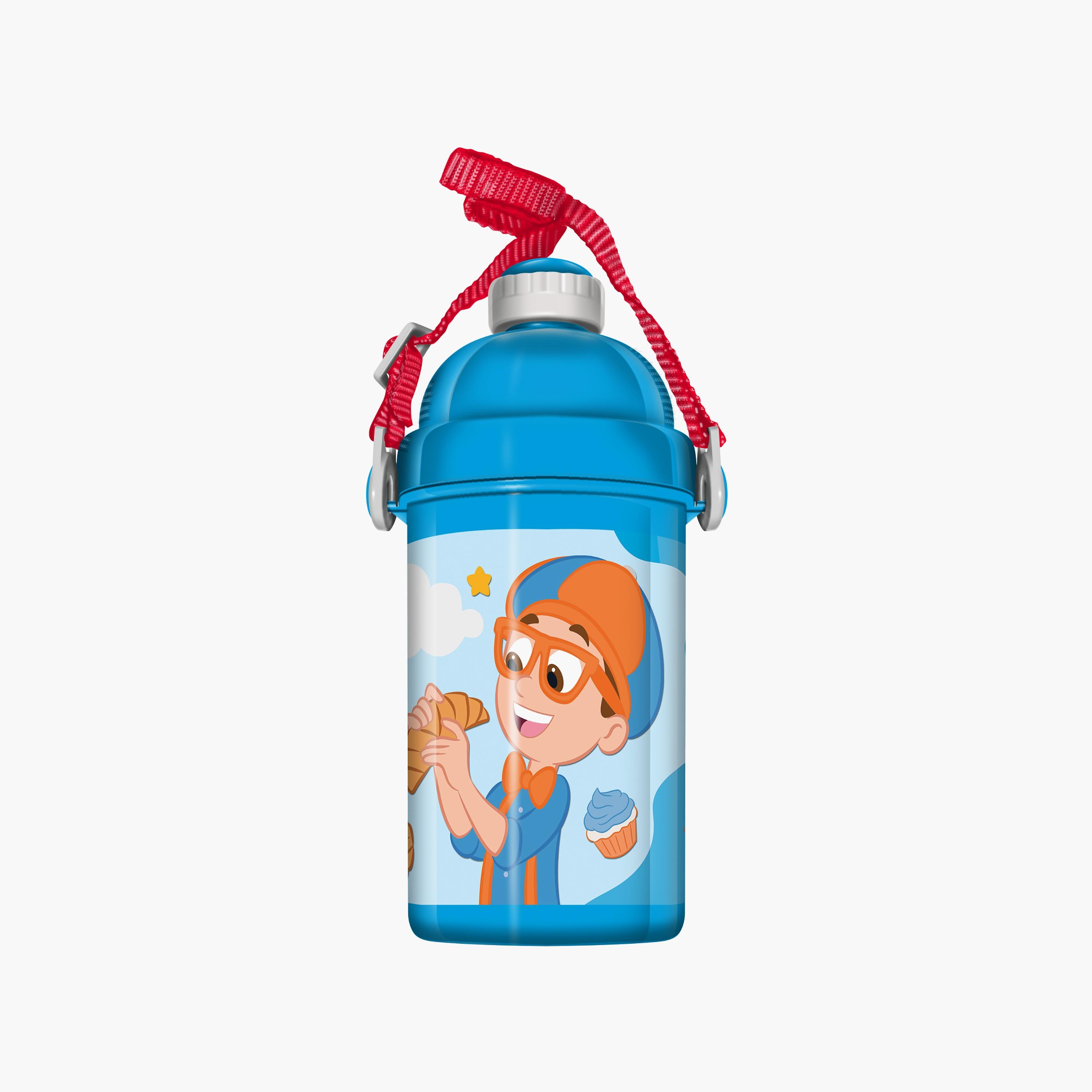 Blippi Printed Water Bottle with Straw & Adjustable Side Strap - Blue - 500 ml-school-waterbottles-image-2