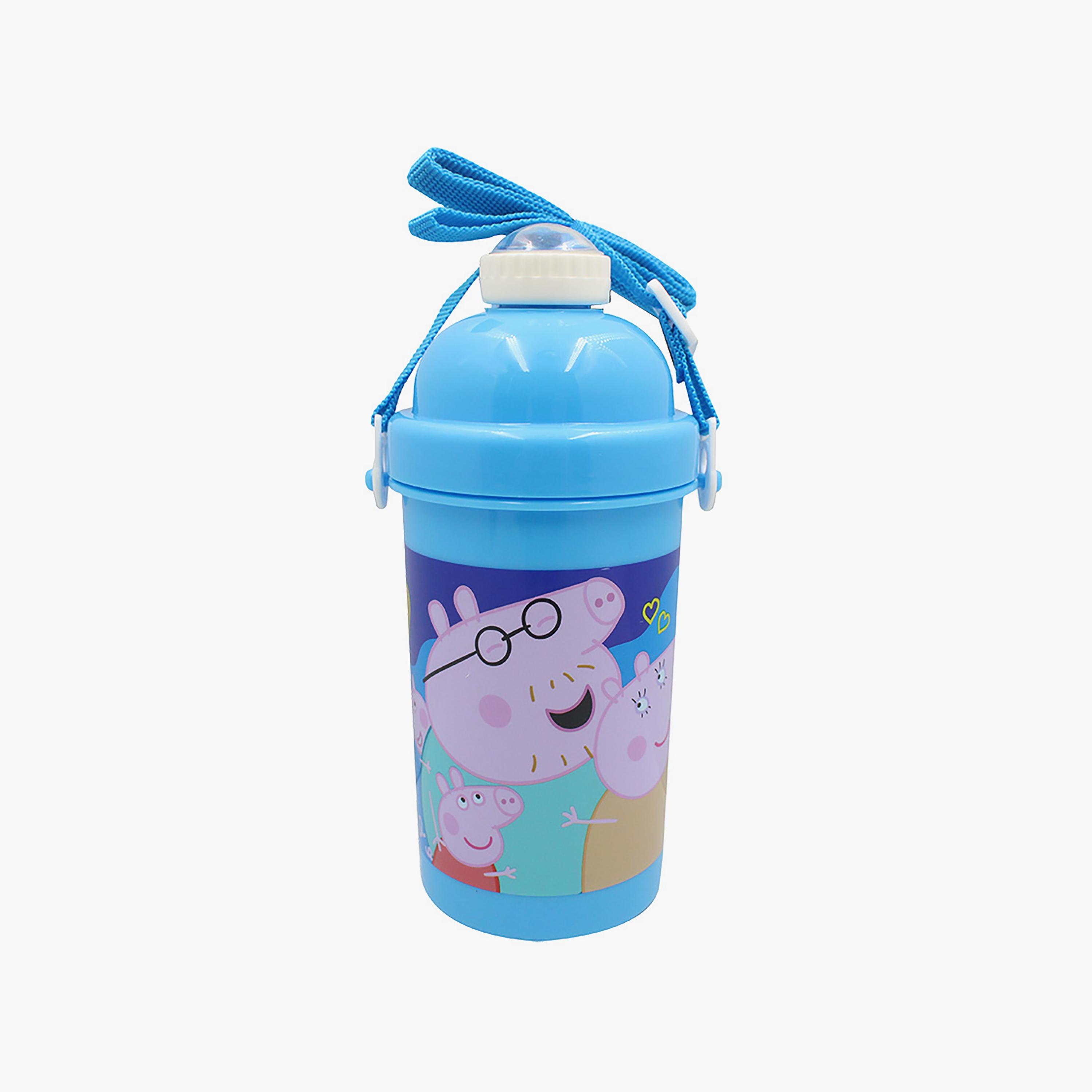 Peppa Pig Printed Water Bottle with Straw & Adjustable Side Strap - Blue - 500 ml-school-waterbottles-image-1