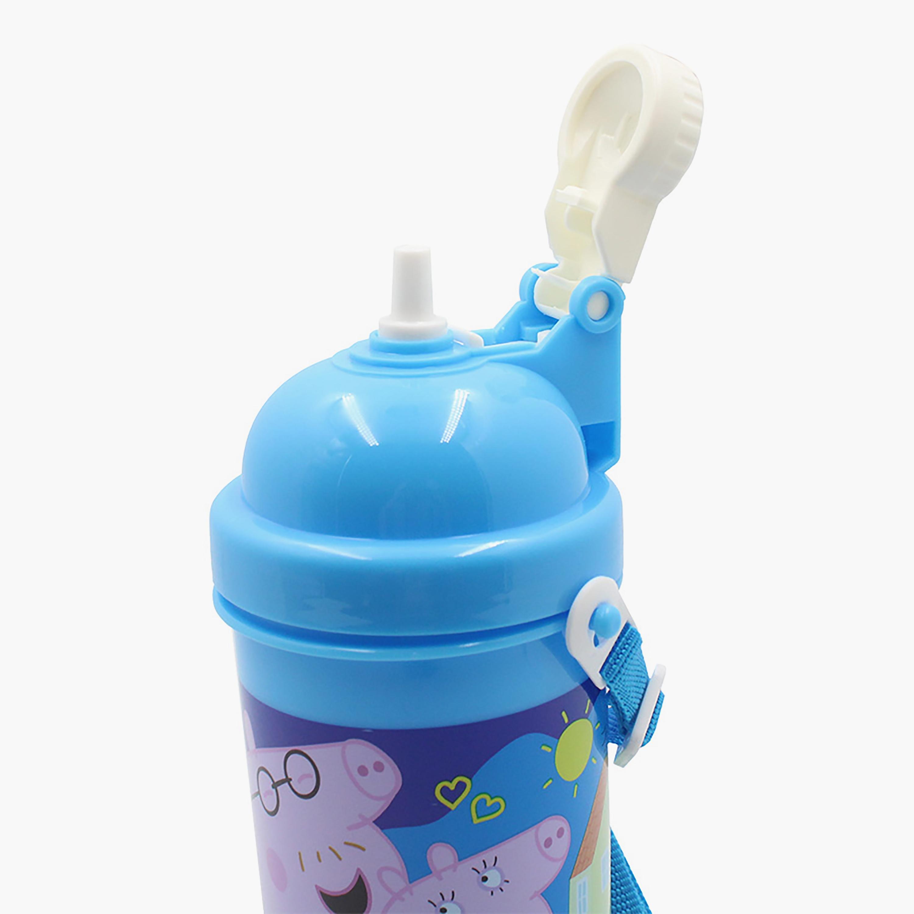زجاجة مياهمع ماصة وحزام جانبي قابل للتعديل بطبعة بيبا بيج - أزرق - 500 مل-school-waterbottles-image-4