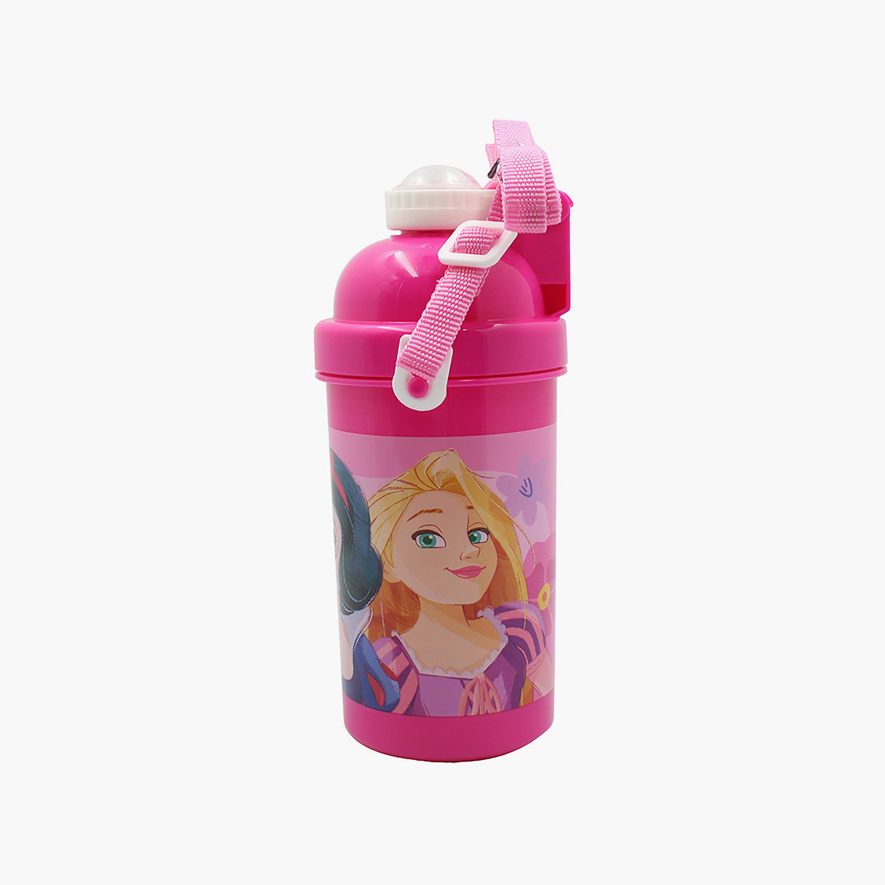 زجاجة مياه مع ماصة وحزام جانبي قابل للتعديل بطبعة أميرات ديزني - وردي - 500 مل-school-waterbottles-image-3