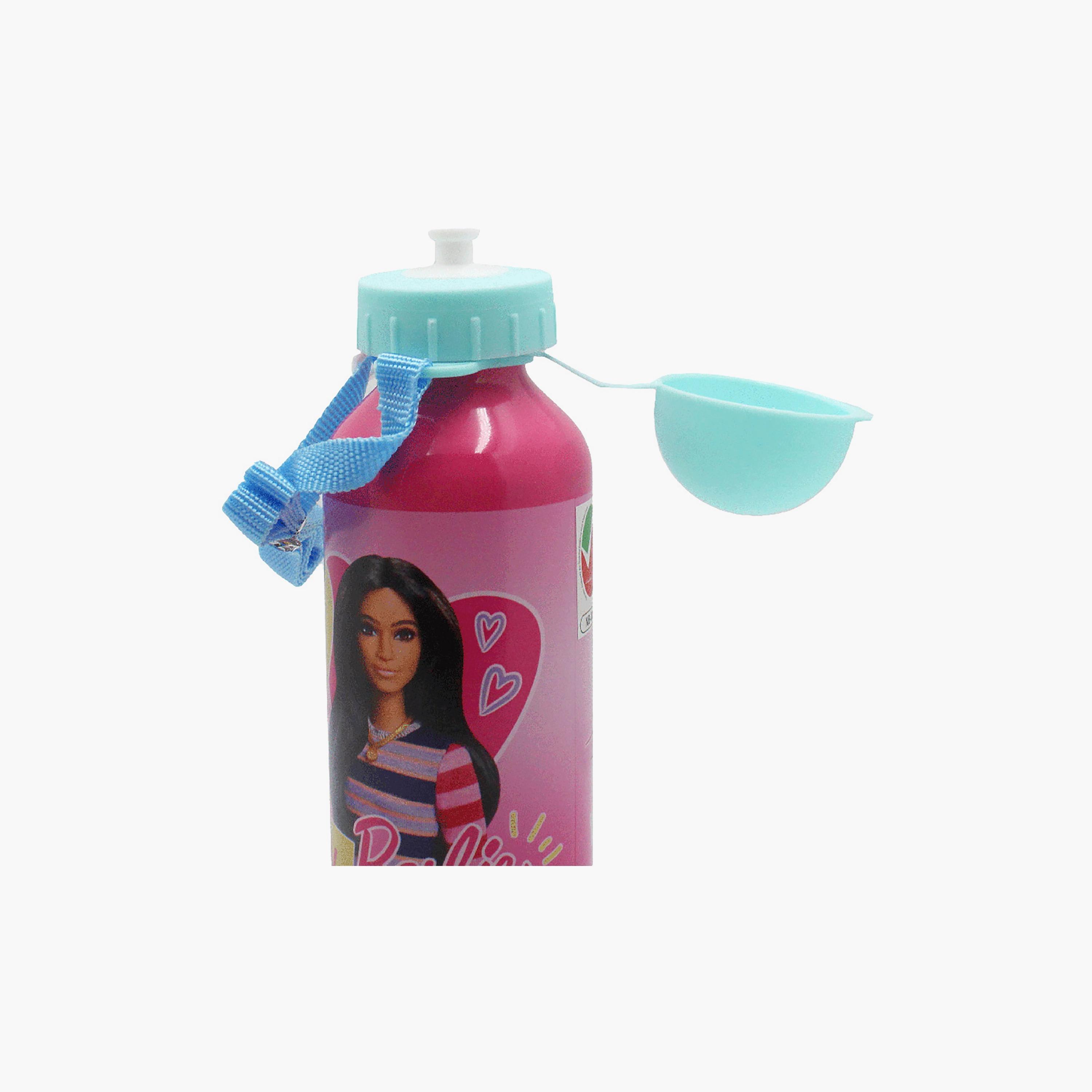 Barbie Printed Water Bottle With Strap - Blue - 500ml-school-waterbottles-image-3