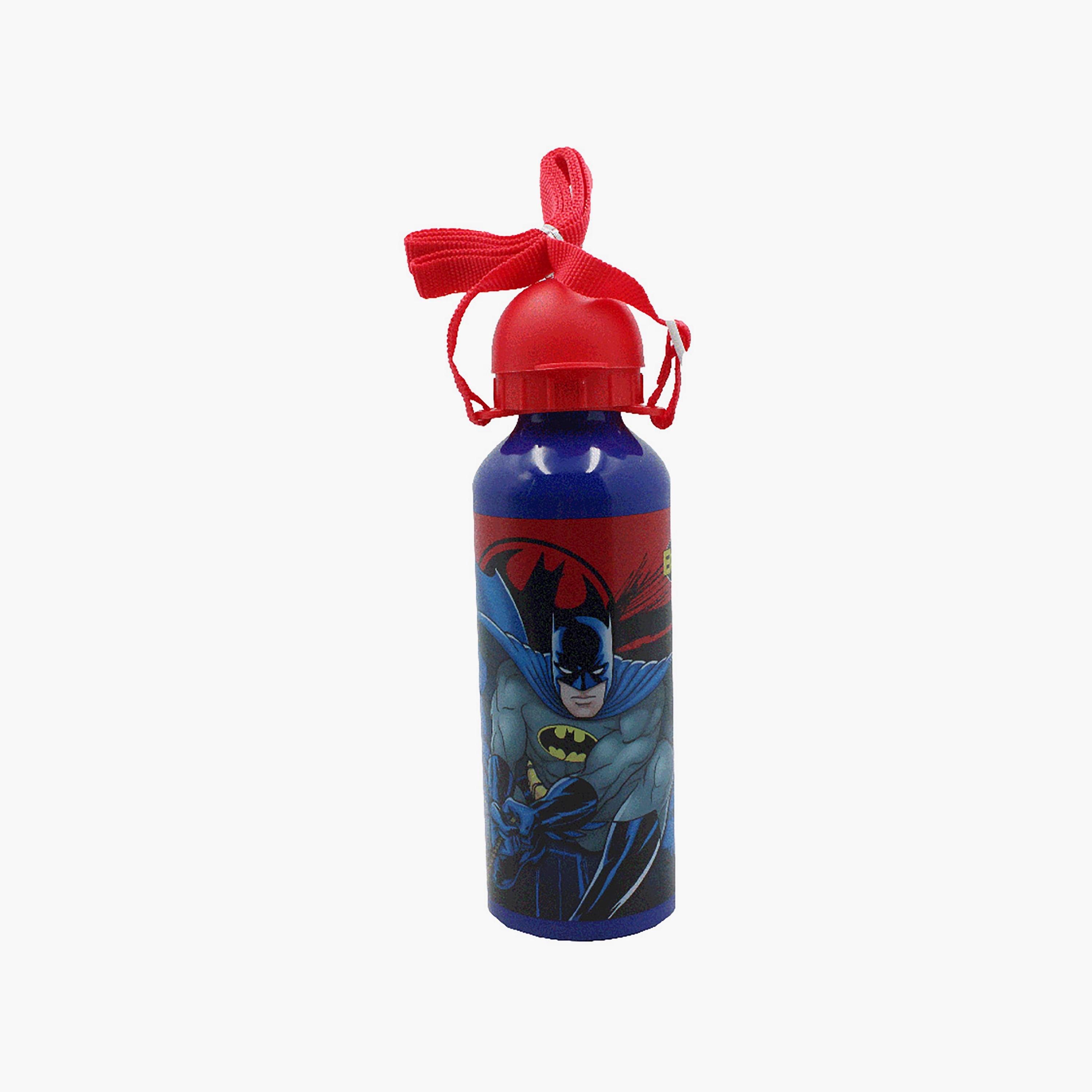زجاجة مياه من الألومنيوم مقاومة للتسرب مع أحزمة بطبعة باتمان - أزرق - 500 مل-school-waterbottles-image-1