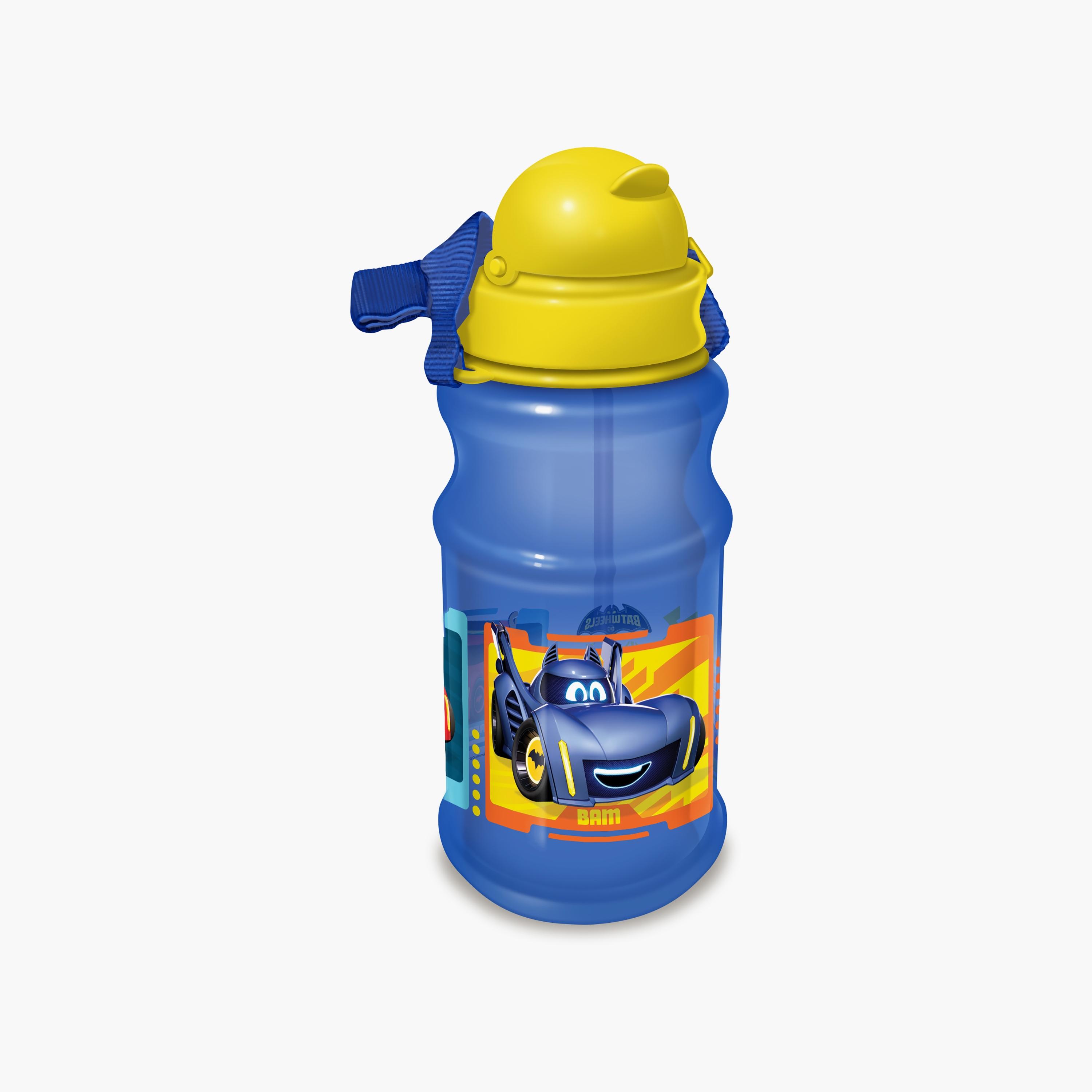 زجاجة مياه شفافة مع ماصة بطبعة باتمان بات ويلز - أزرق - 500 مل-school-waterbottles-image-3