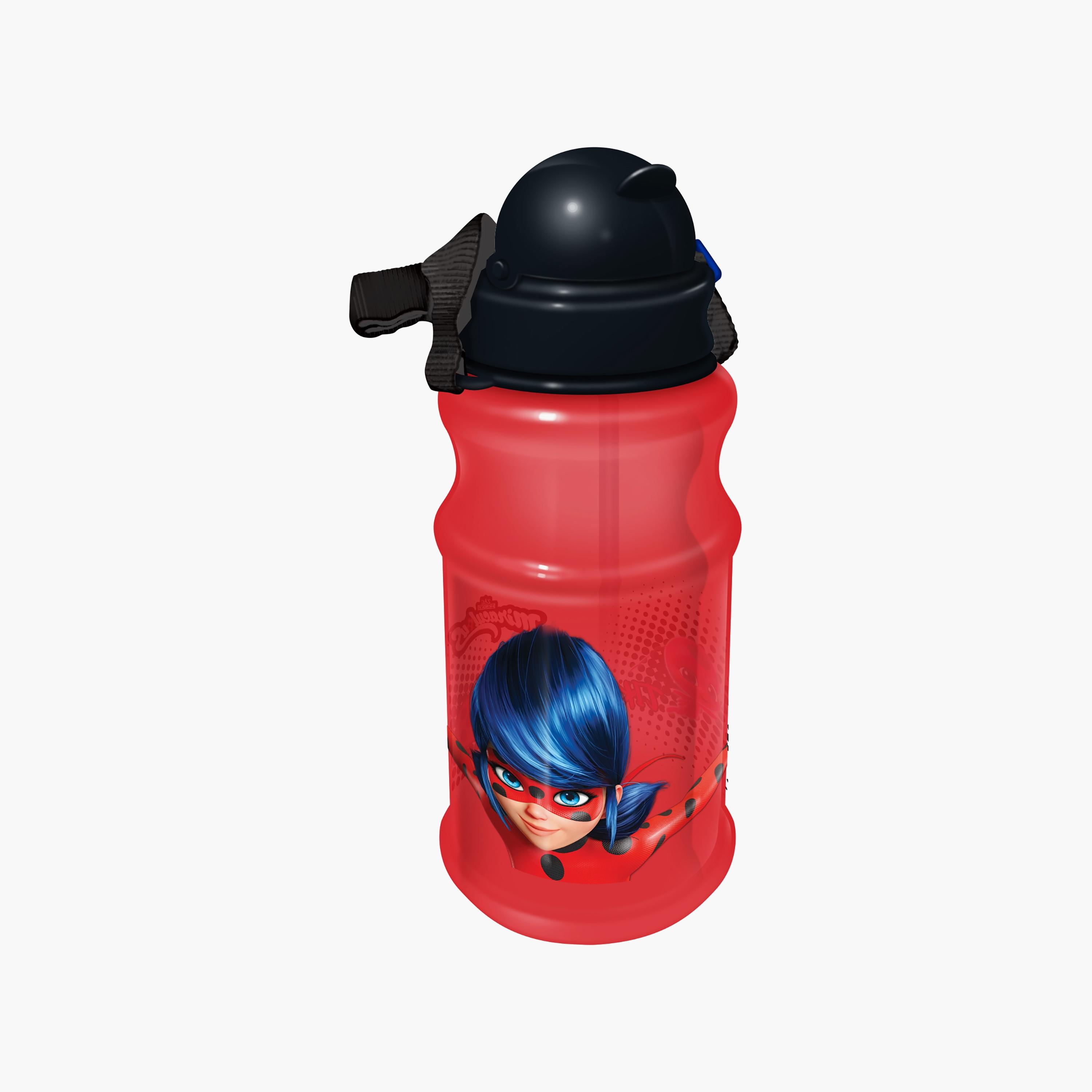 زجاجة مياه شفافة دائرية مع ماصة بطبعة ميراكيلوس - أحمر - 500 مل-school-waterbottles-image-3