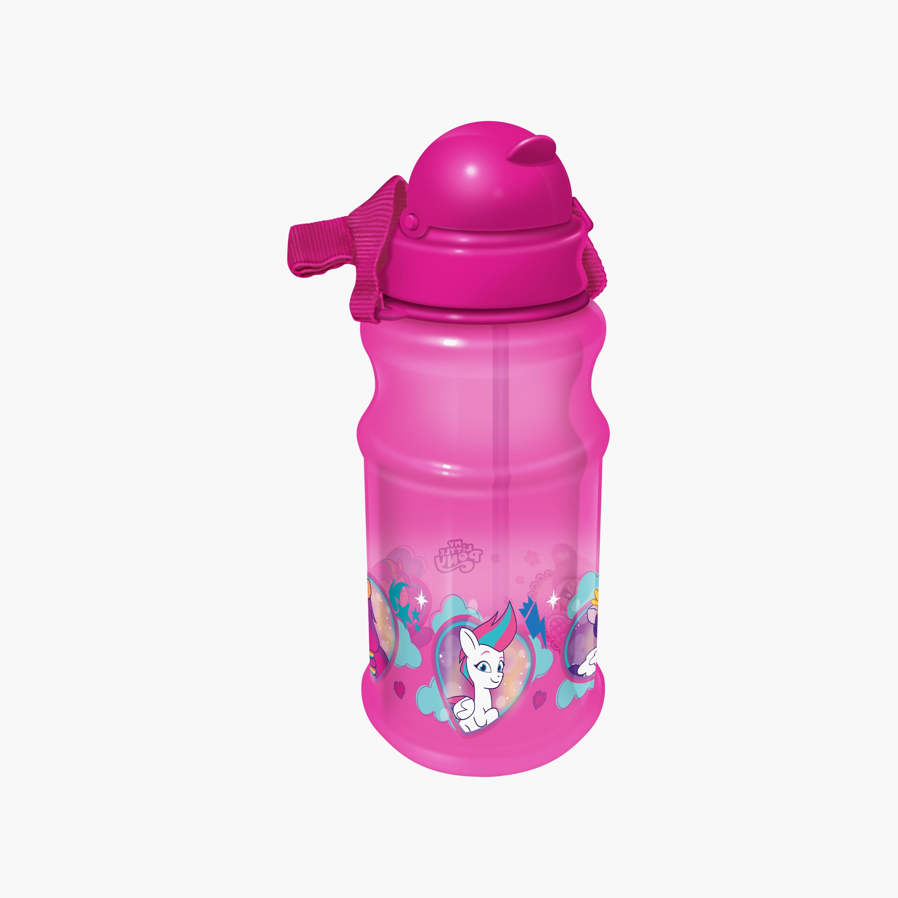 My Little Pony Printed Round Shape Transparent Water Bottle With Straw - Pink - 500 ml-school-waterbottles-image-2