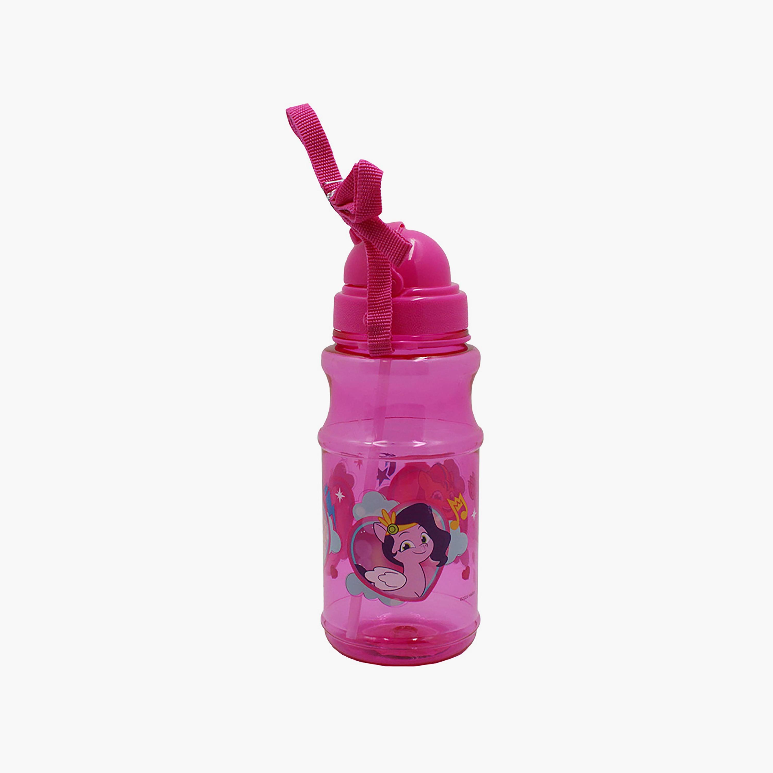My Little Pony Printed Round Shape Transparent Water Bottle With Straw - Pink - 500 ml-school-waterbottles-image-3