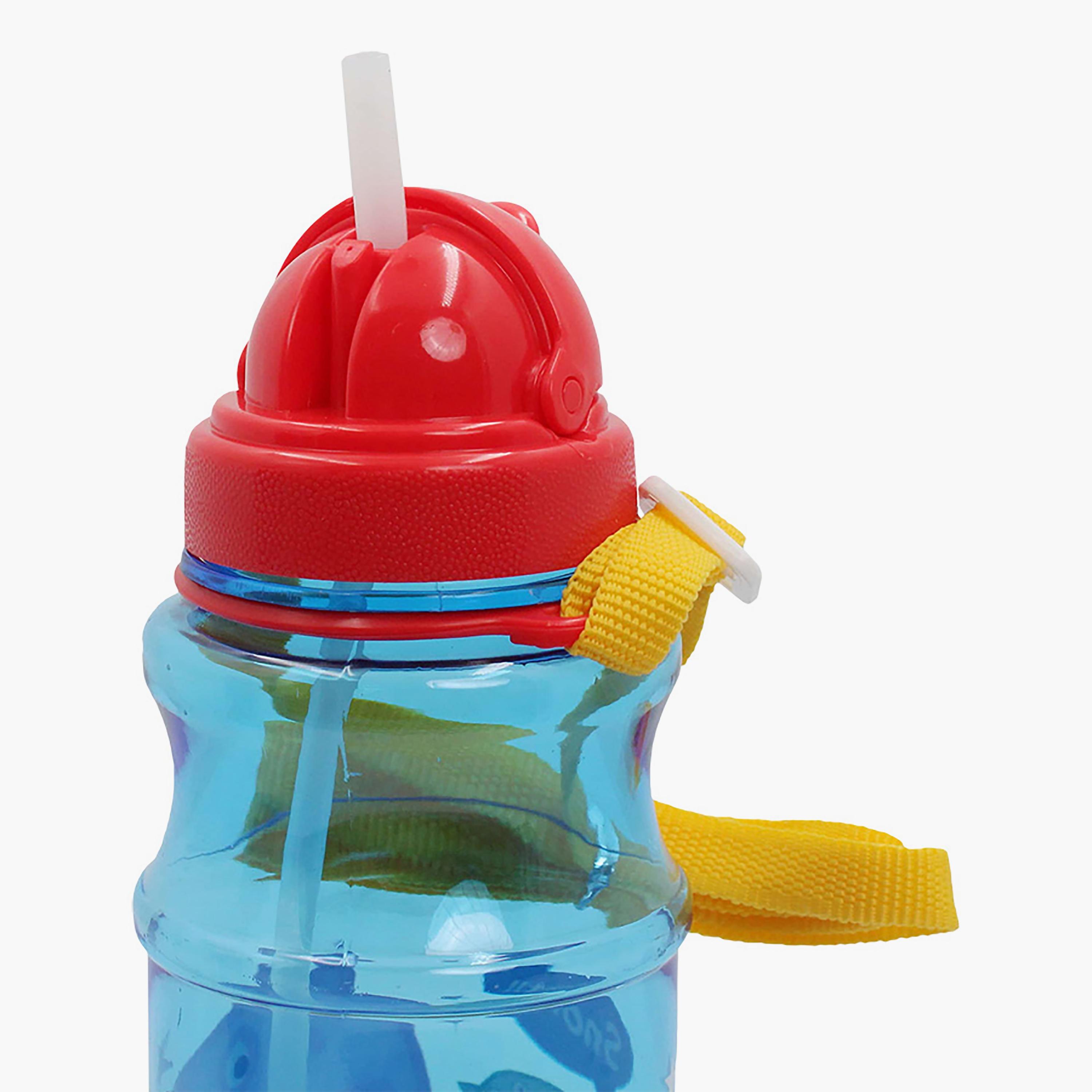 زجاجة مياه شفافة دائرية الشكل مع ماصة بطبعة بيبا بيج - أزرق - 500 مل-school-waterbottles-image-4