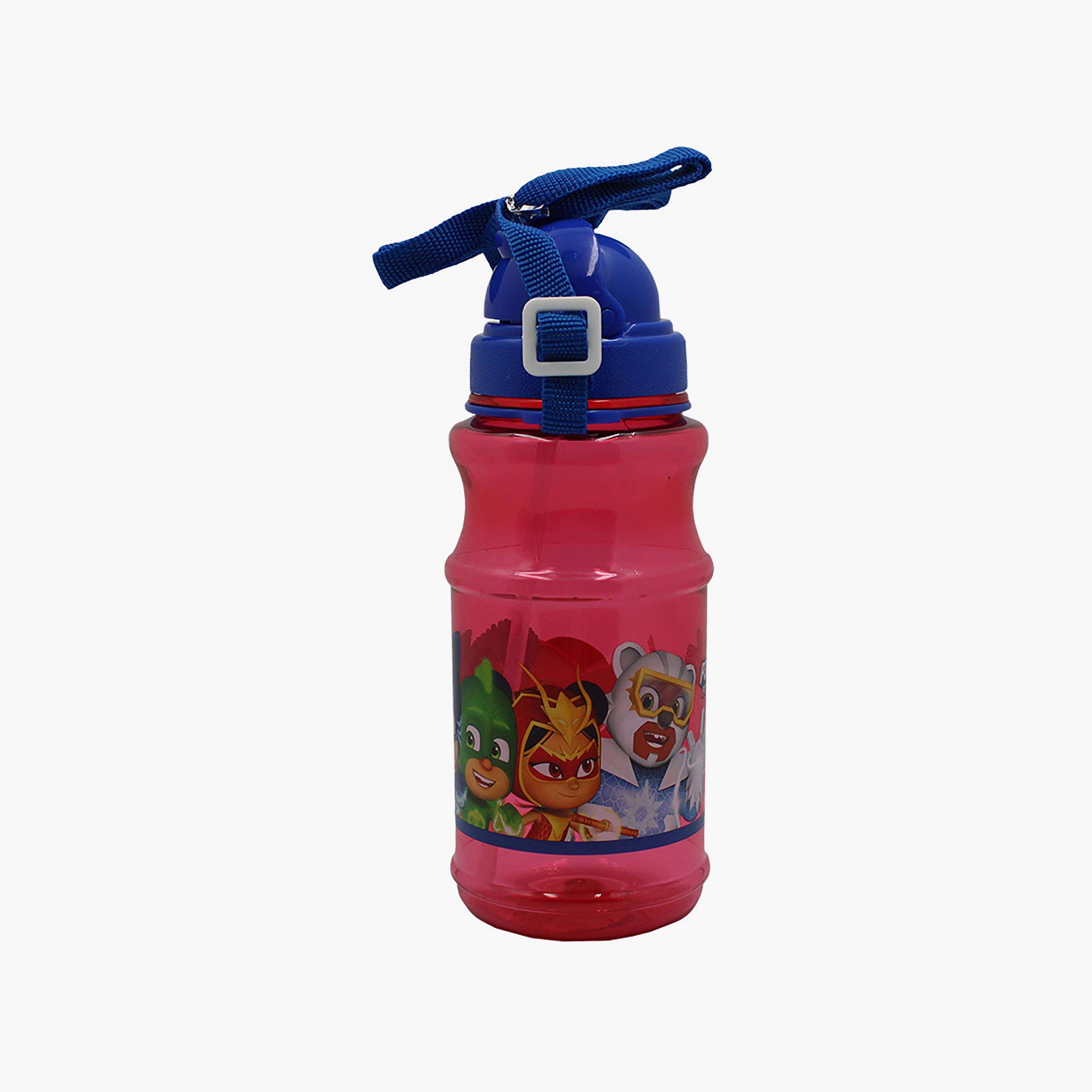 PJ Masks Printed Round Shape Transparent Water Bottle With Straw - Red - 500 ml-school-waterbottles-image-3