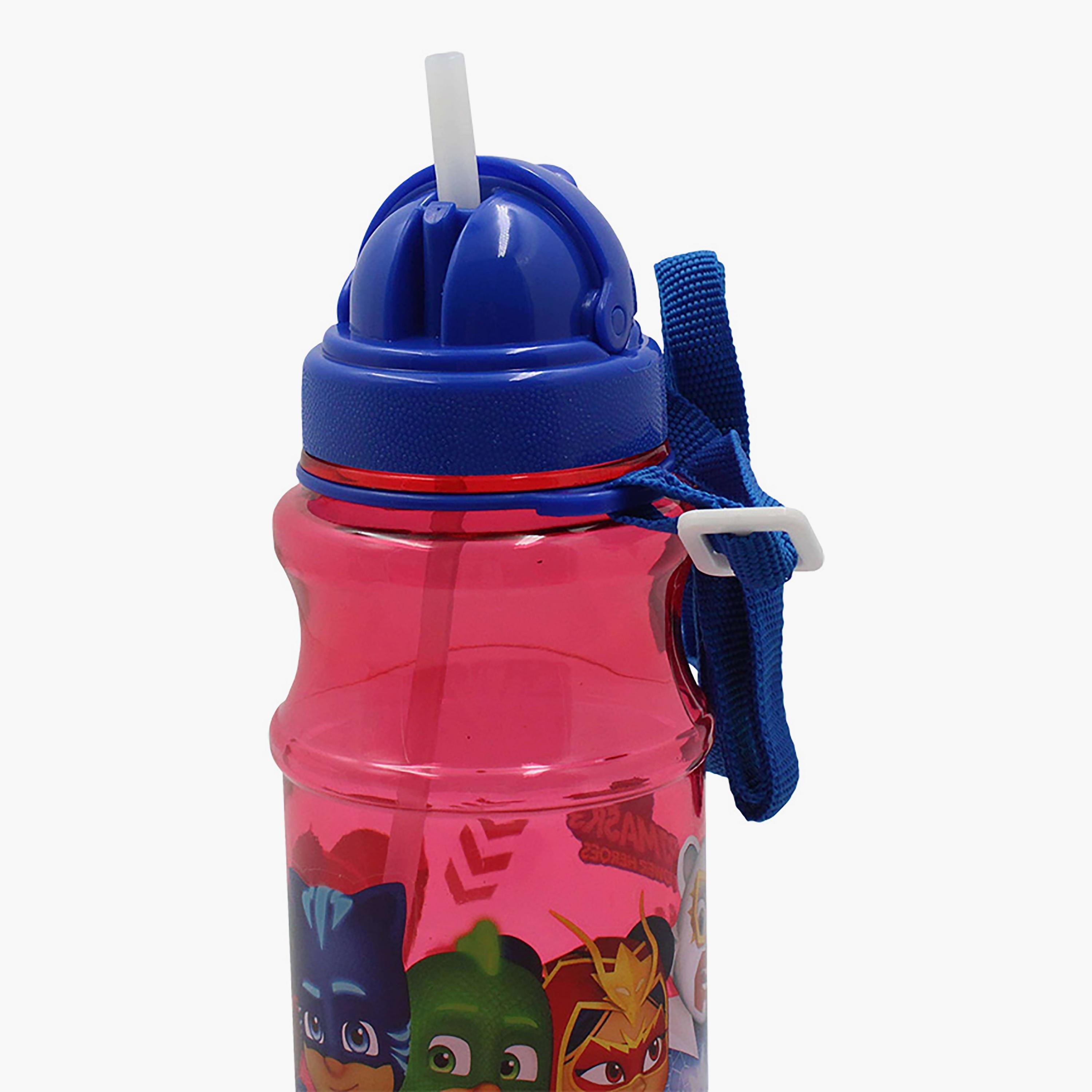 PJ Masks Printed Round Shape Transparent Water Bottle With Straw - Red - 500 ml-school-waterbottles-image-4