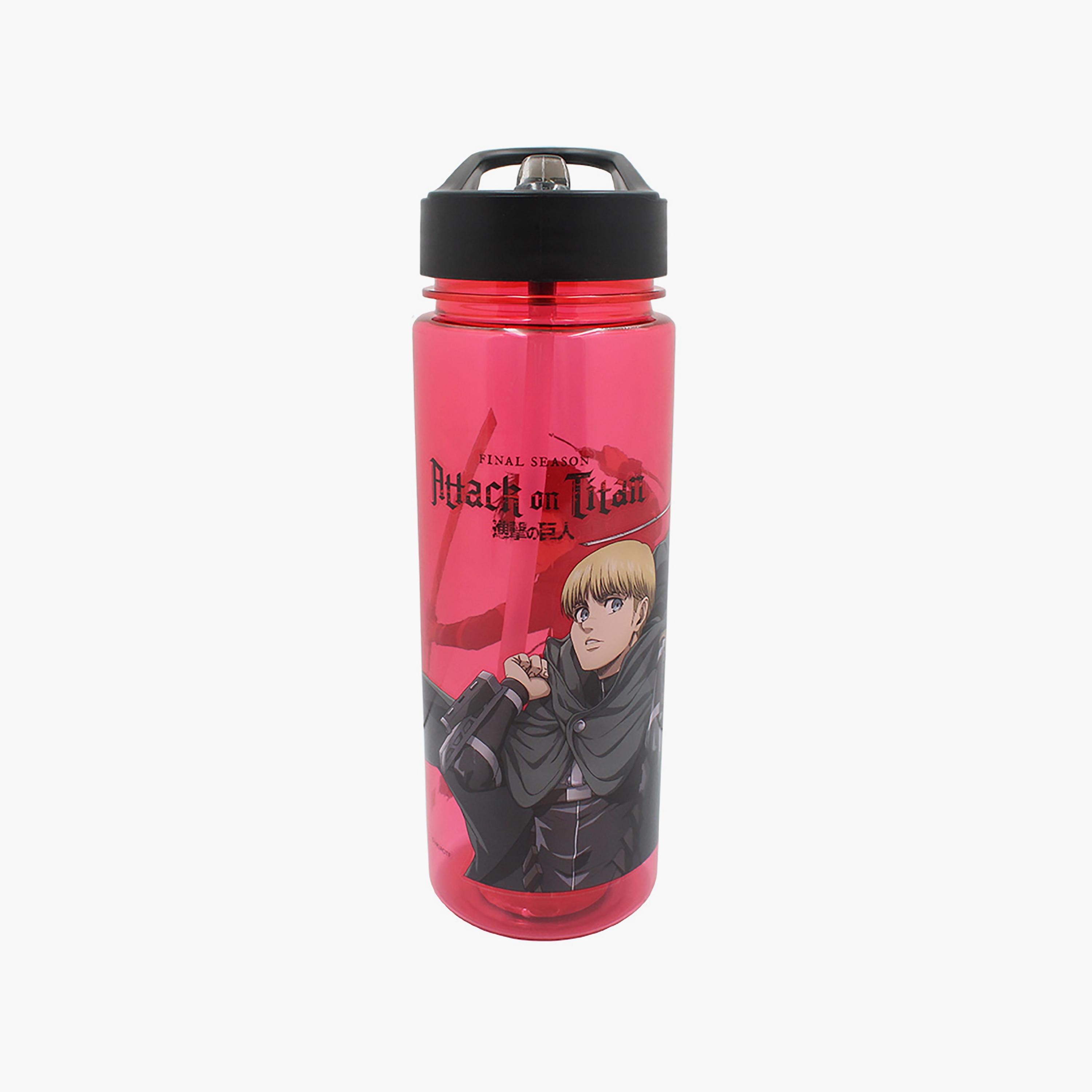 Attack on Titan Printed Spill-Proof & Durable Water Bottle with Handle - Red - 650 ml-school-waterbottles-image-1