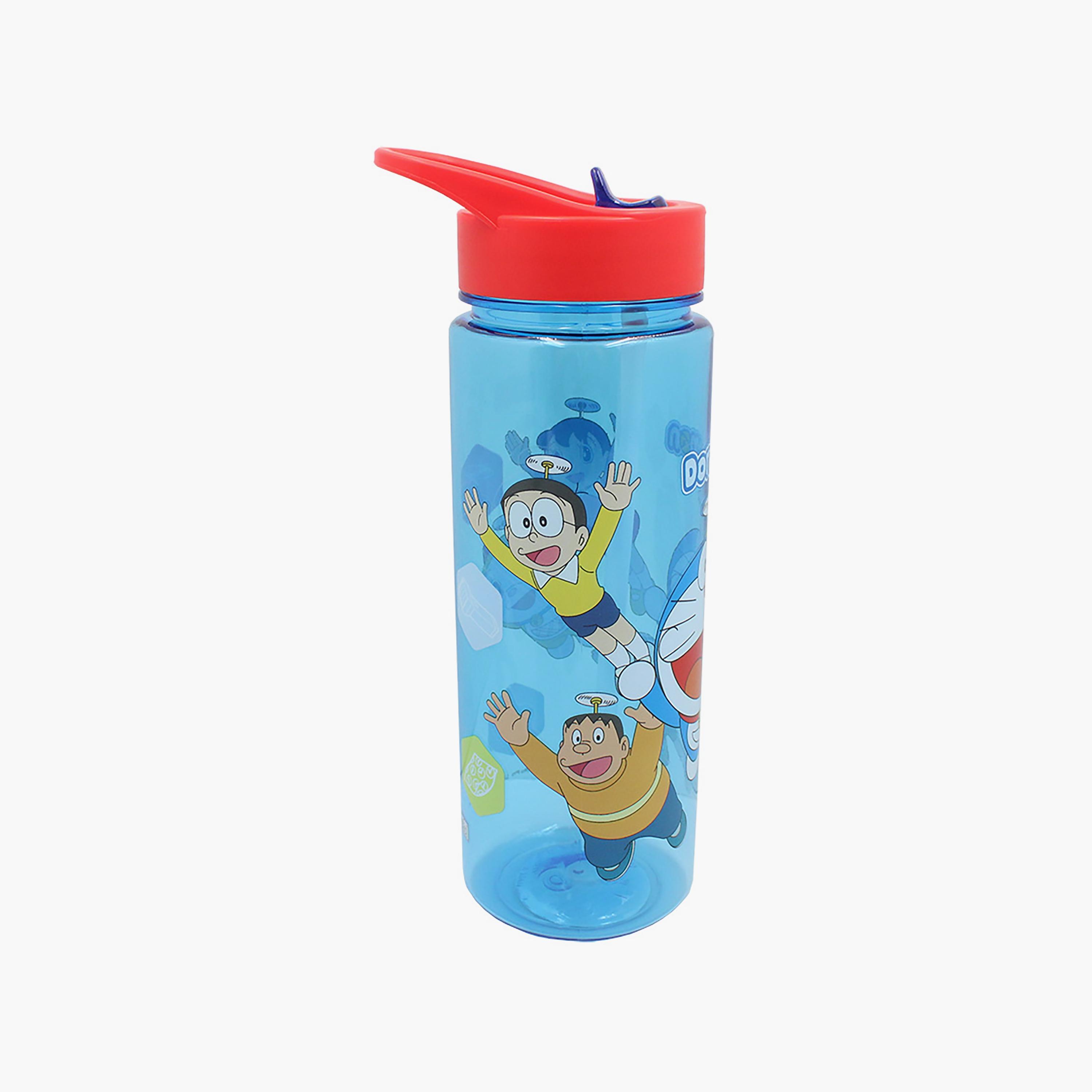 Doraemon Printed Spill-Proof & Durable Water Bottle with Handle - Blue - 650 ml-school-waterbottles-image-3