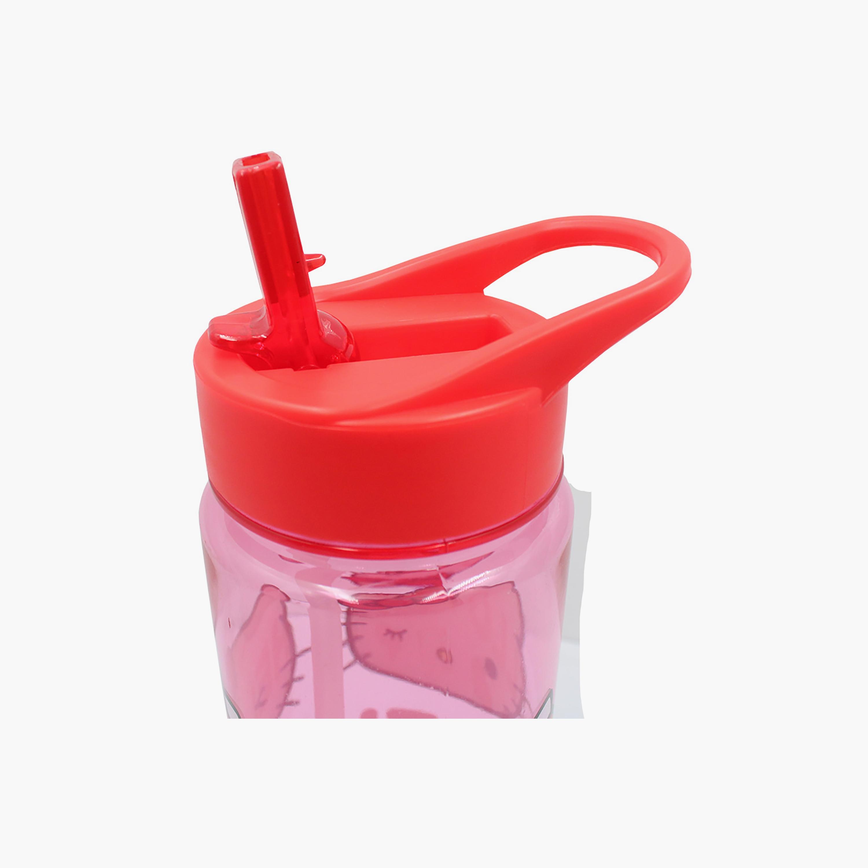 زجاجة مياه متينة ومضادة للانسكاب مع مقبض بطبعة هالو كيتي - وردي - 650 مل-school-waterbottles-image-4