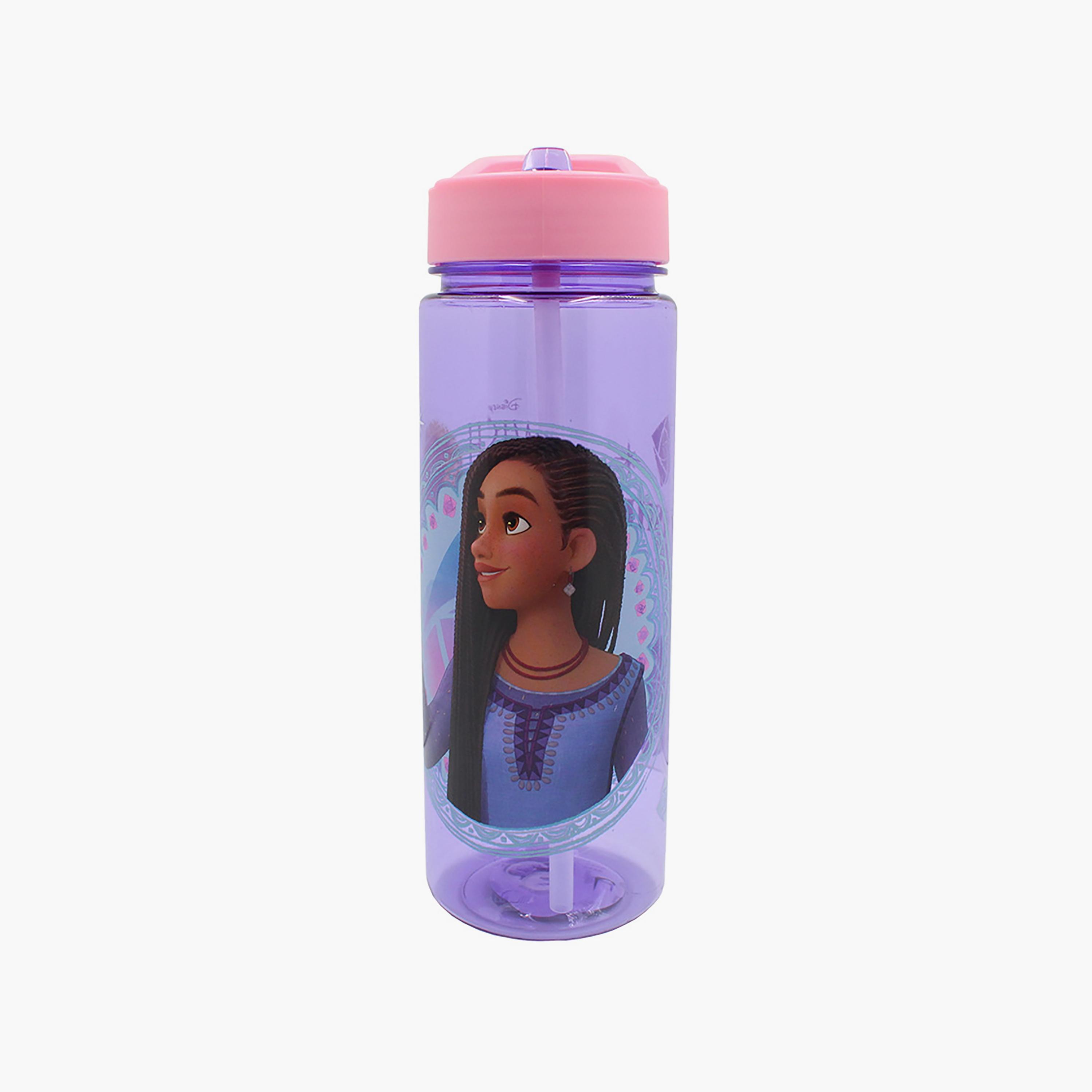 زجاجة مياه متينة ومضادة للانسكاب مع مقبض بطبعة ويش - أرجواني - 650 مل-school-waterbottles-image-1